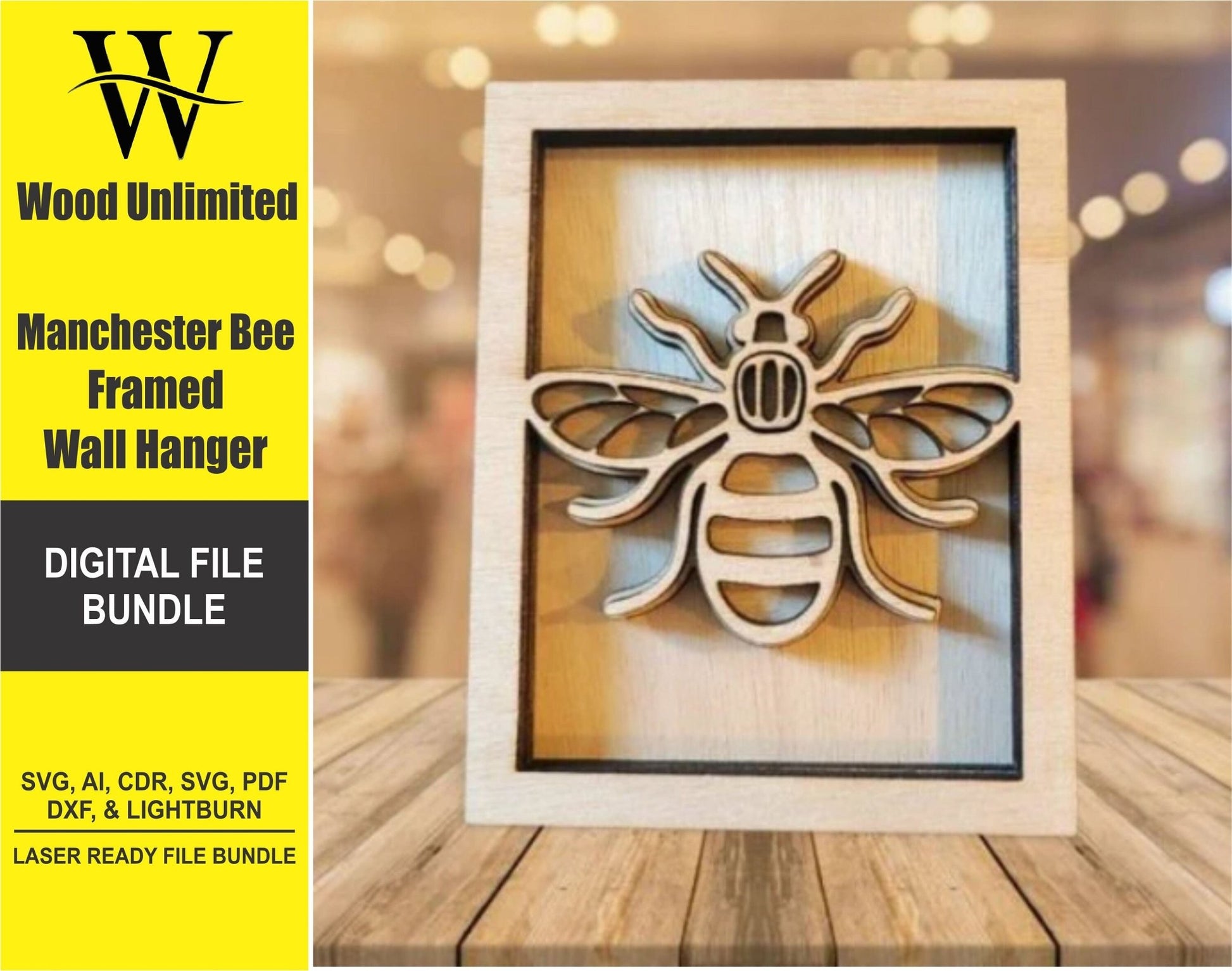 Bumble Bee / Honey Bee / Manchester Bee - Digital File Bundle for Laser Cutters - Glowforge Ready - Wood Unlimited#