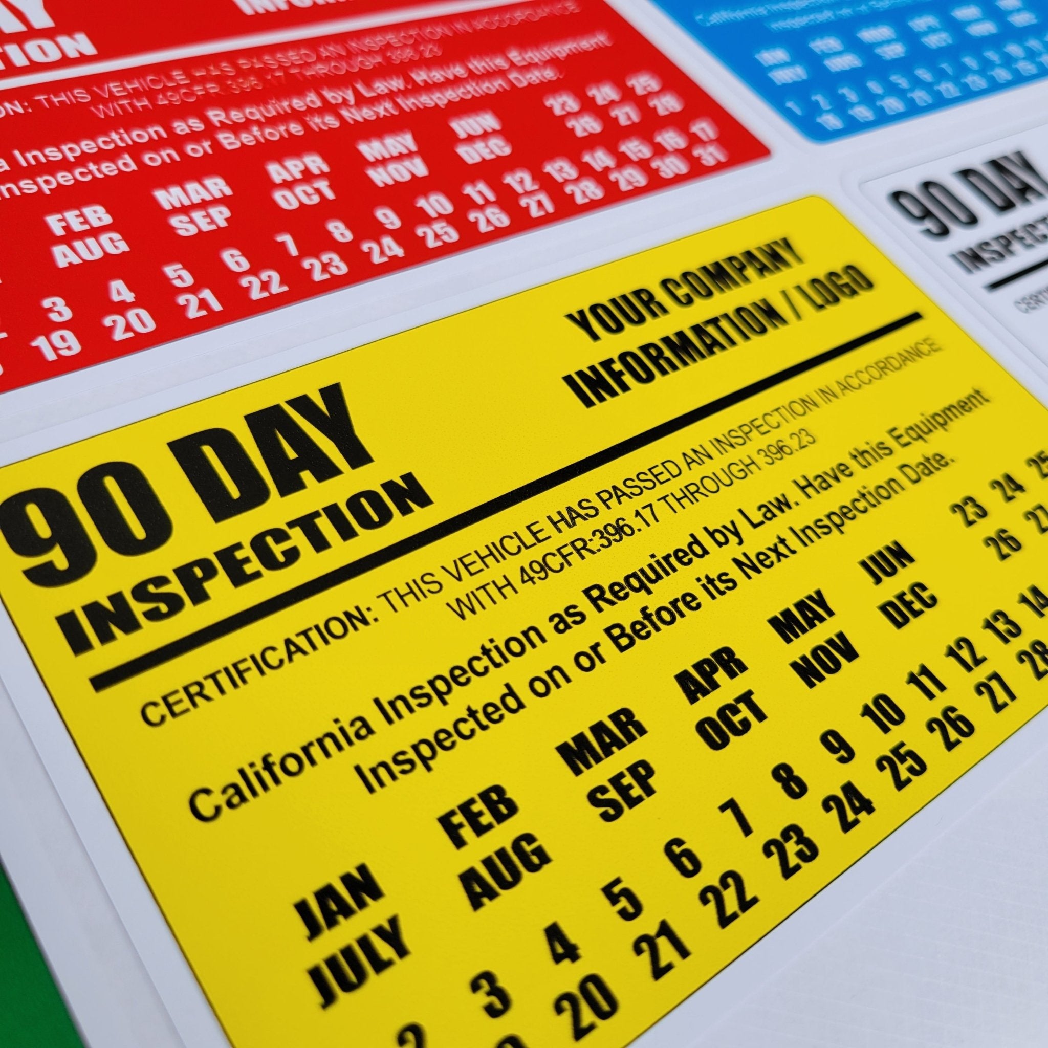California 90 Day Inspection Labels for BIT / DOT Inspection Decals ...