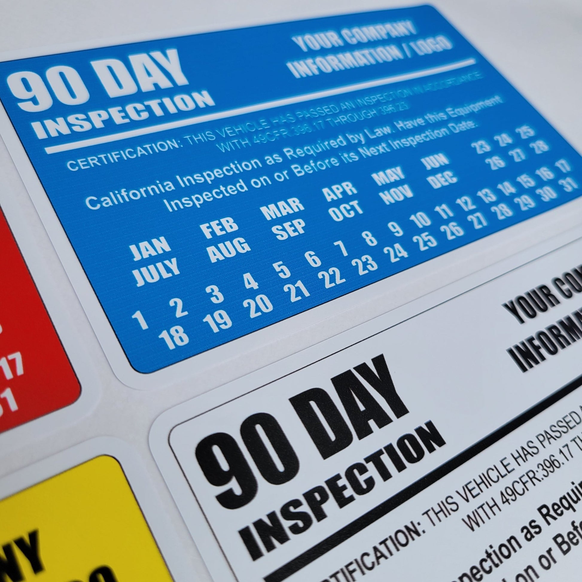 California 90 Day Inspection Labels for BIT / DOT Inspection Decals - Wood Unlimited#
