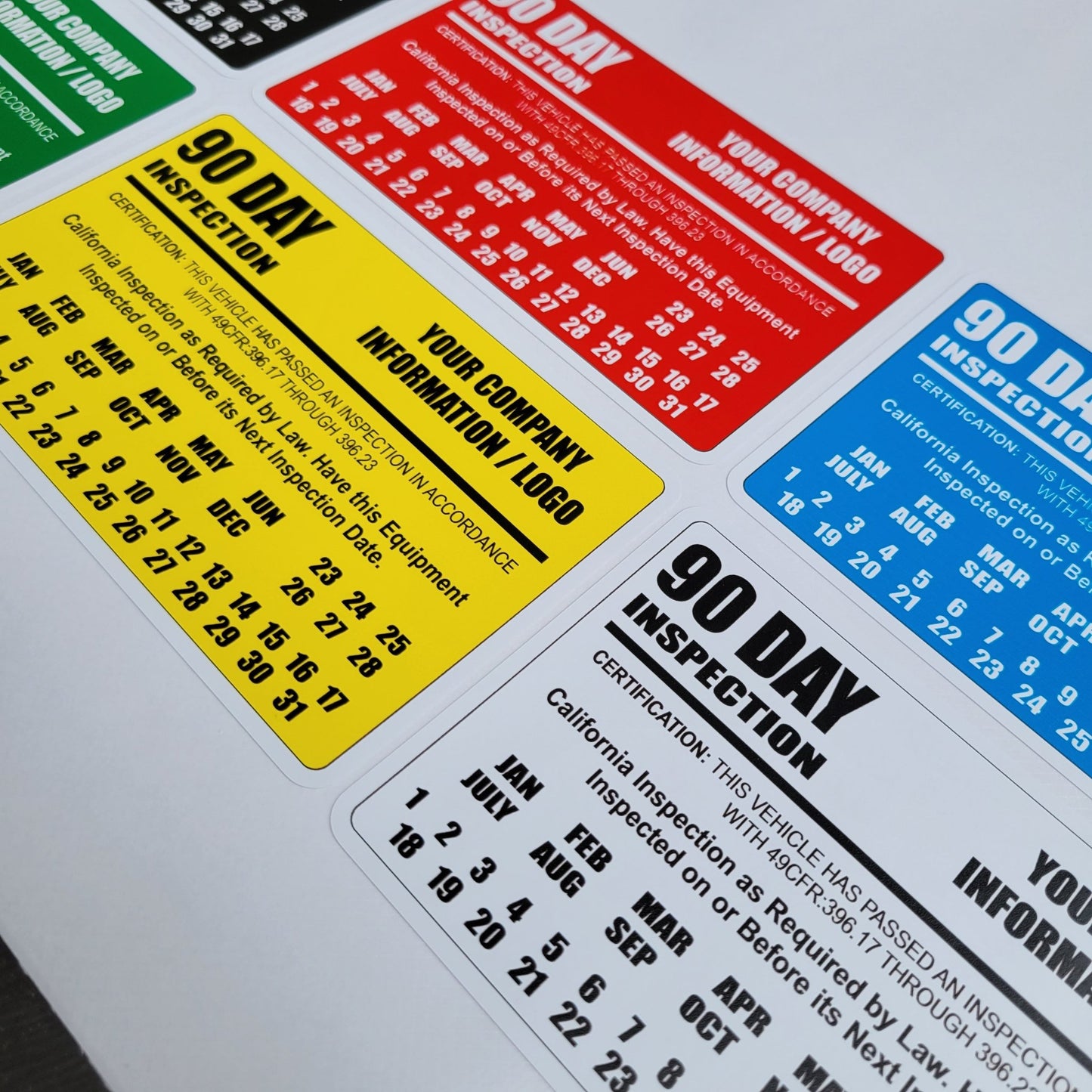 California 90 Day Inspection Labels for BIT / DOT Inspection Decals - Wood Unlimited#