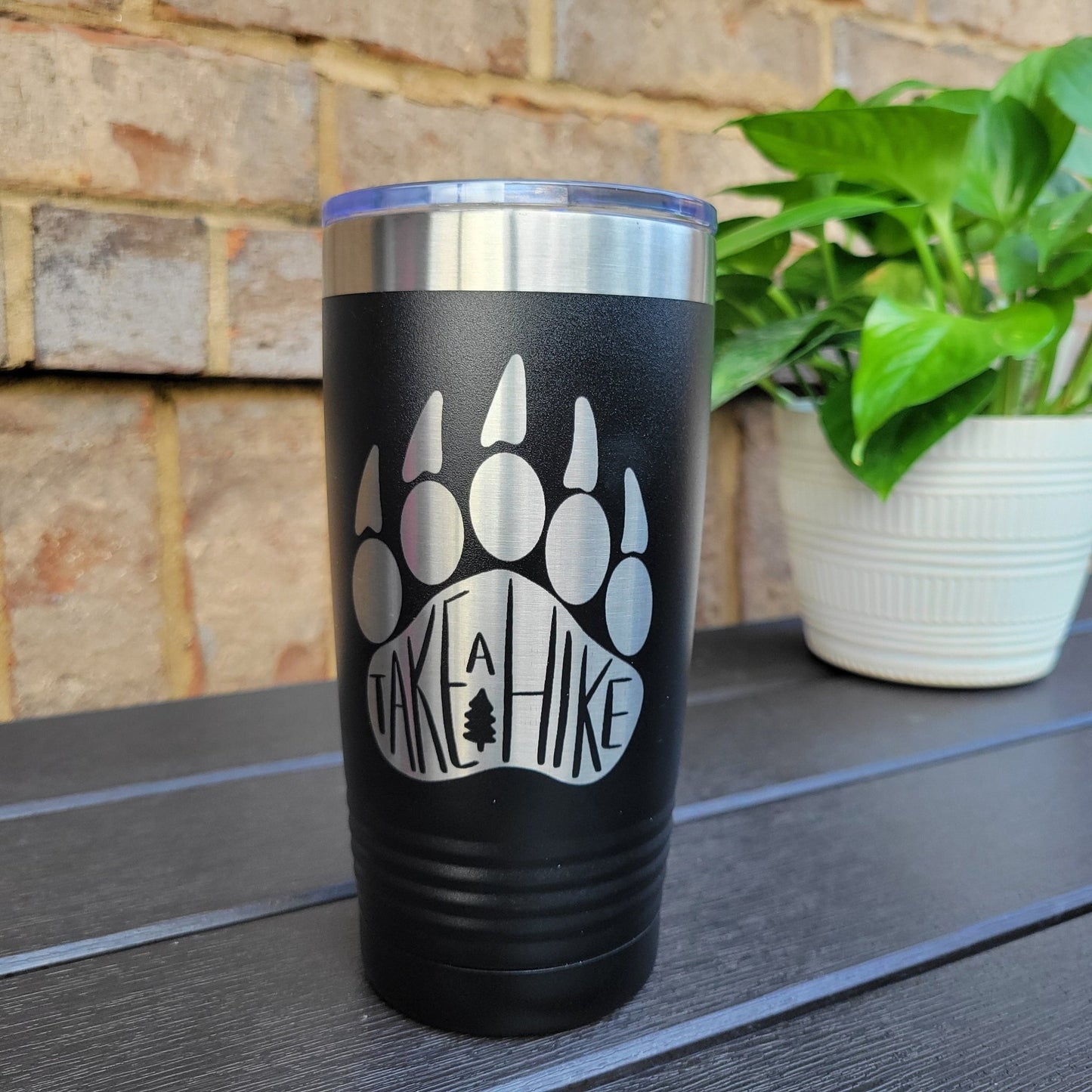 Camping Themed Insulated Tumbler, Engraved 20oz / 22oz/ 30oz Insulated Tumbler / Bottle - Bear Hiking Camping Tumbler - Take a Hike - gift for camping enthusiast, gift for hiker or hiking enthusiast, Wood Unlimited#