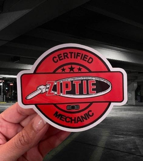 Certified Zip Tie Mechanic - Sticker / Decal - Funny Sticker - Gift For Him - Wood Unlimited#