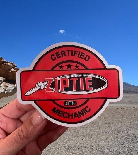 Certified Zip Tie Mechanic - Sticker / Decal - Funny Sticker - Gift For Him - Wood Unlimited#