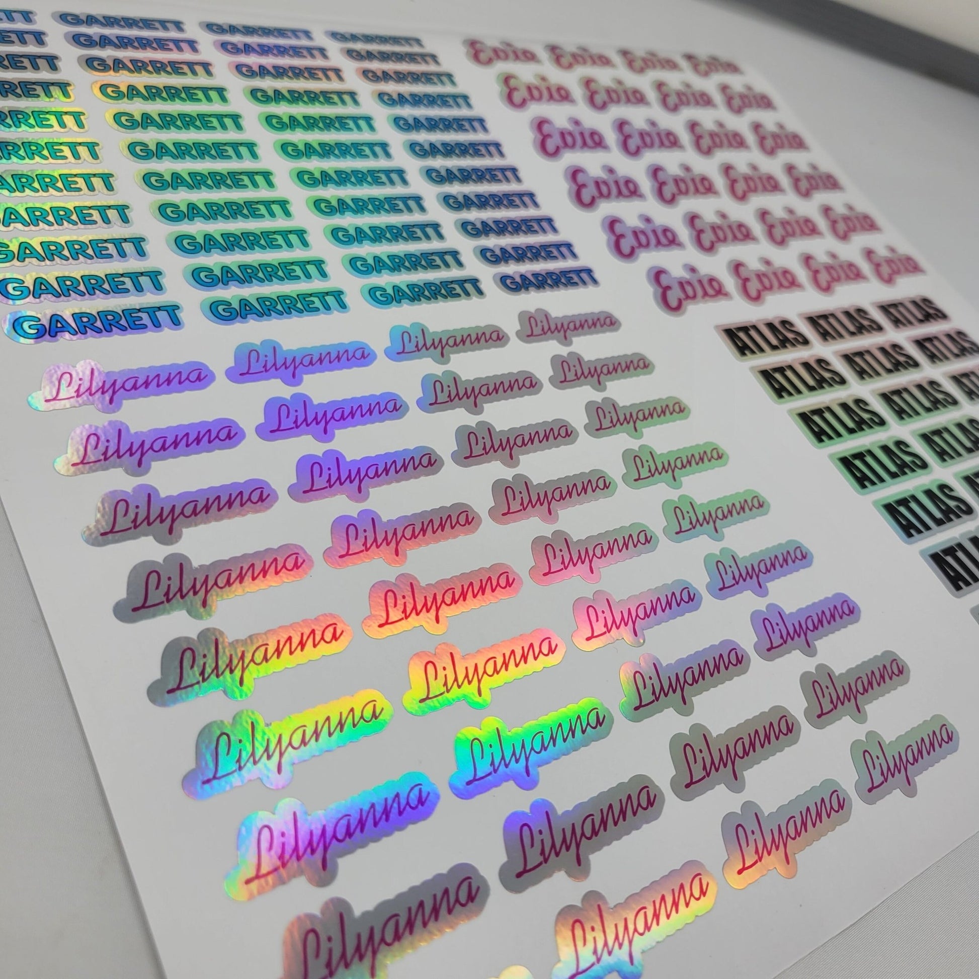 Custom Holographic Name Stickers | Full Color, Waterproof Labels for Daycare, School & More! - Wood Unlimited#