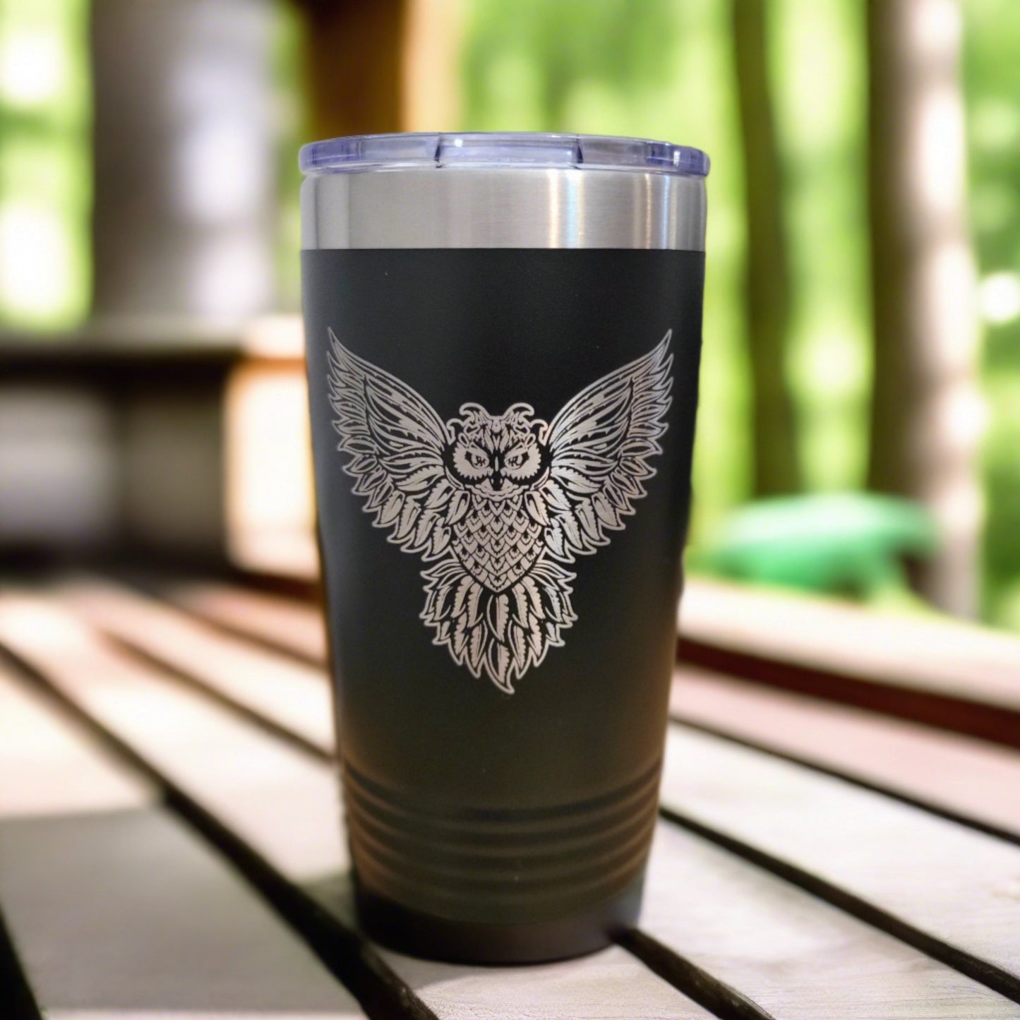 Engraved Owl Insulated Drink Tumbler or Bottle - Wood Unlimited#