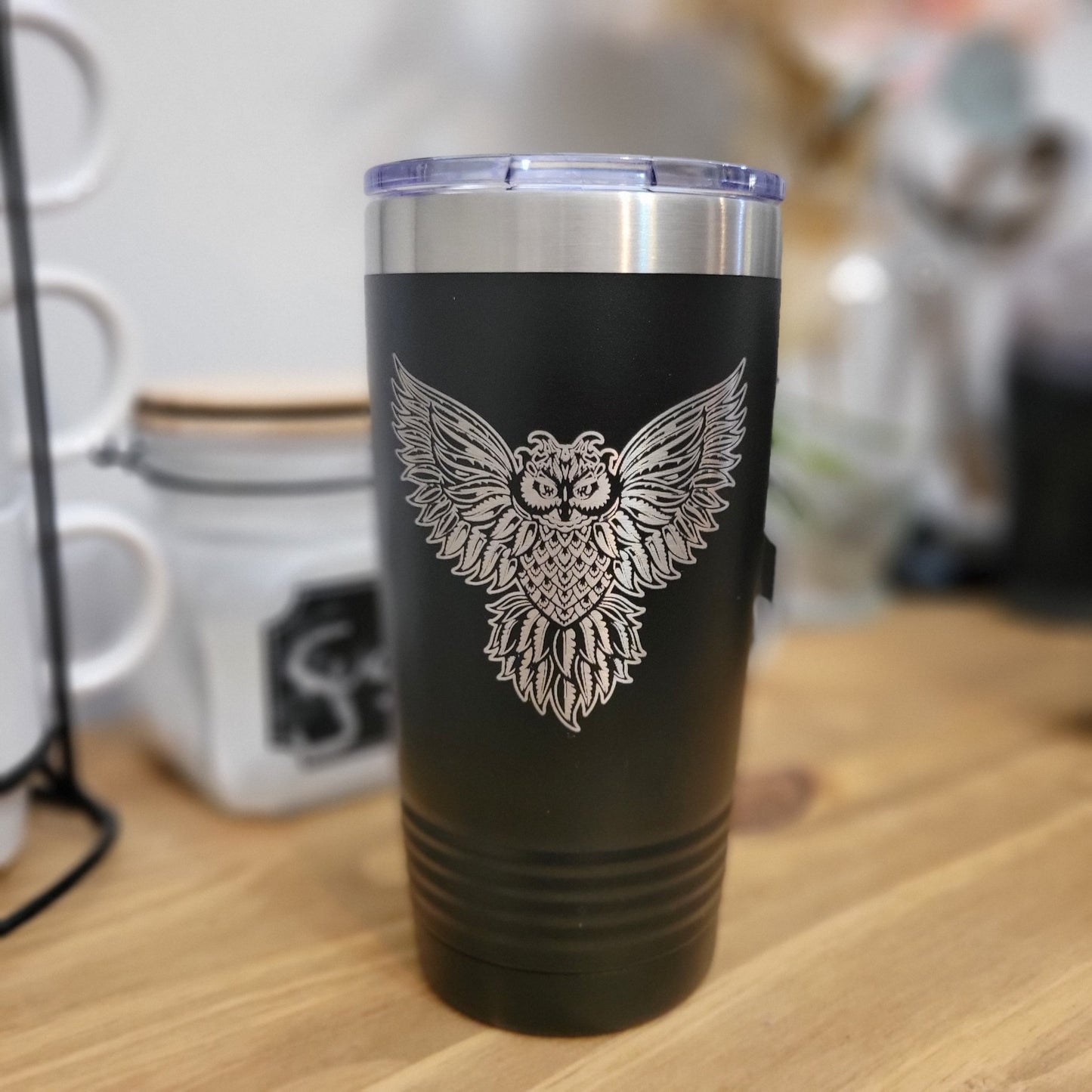 Engraved Owl Insulated Drink Tumbler or Bottle - Wood Unlimited#