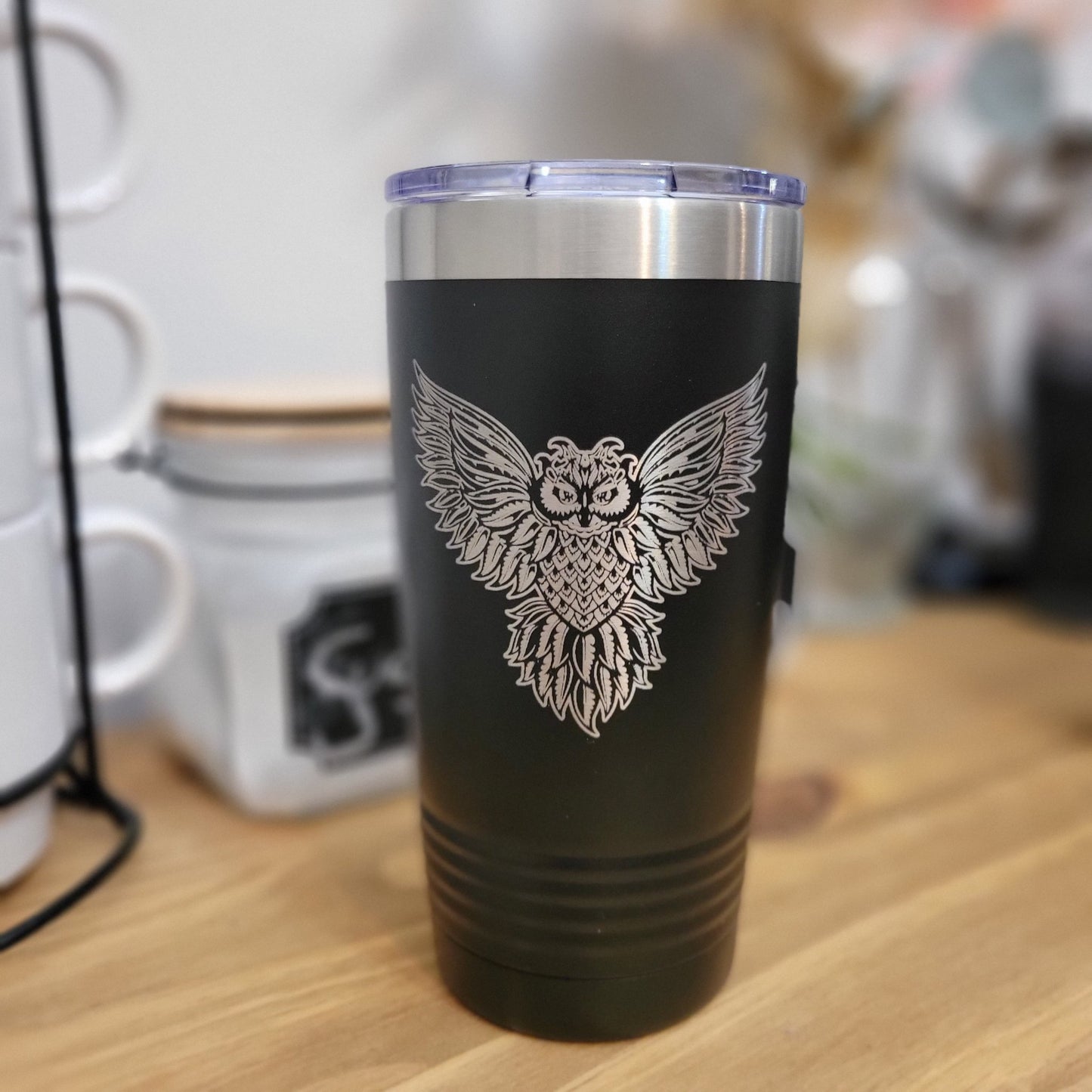 Engraved Owl Insulated Drink Tumbler or Bottle - Wood Unlimited#