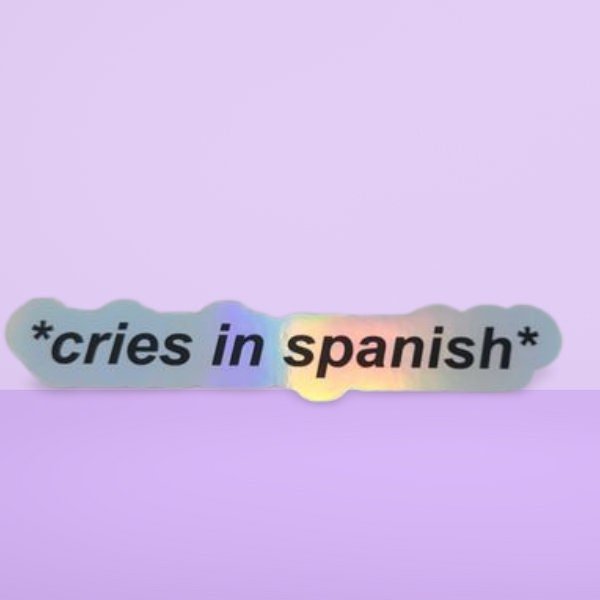 Funny Holographic Sticker, Latin Sticker, Mexican Sticker, Waterproof Sticker, Bilingual Sticker Decal, Cries In Spanish