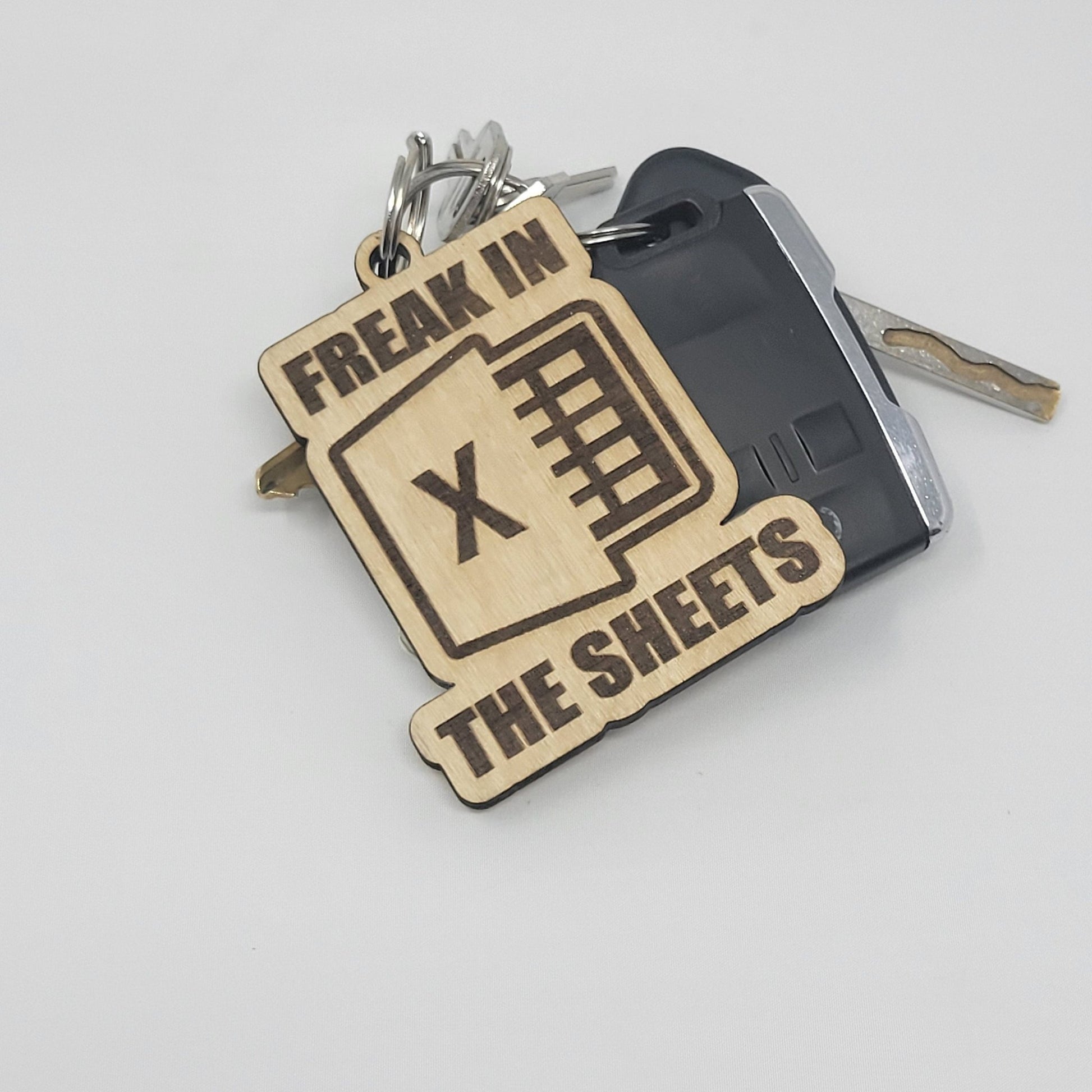 Funny Keychain, Microsoft Excel - Freak in the Sheets Keychain - Free Sticker! - Wood Unlimited#