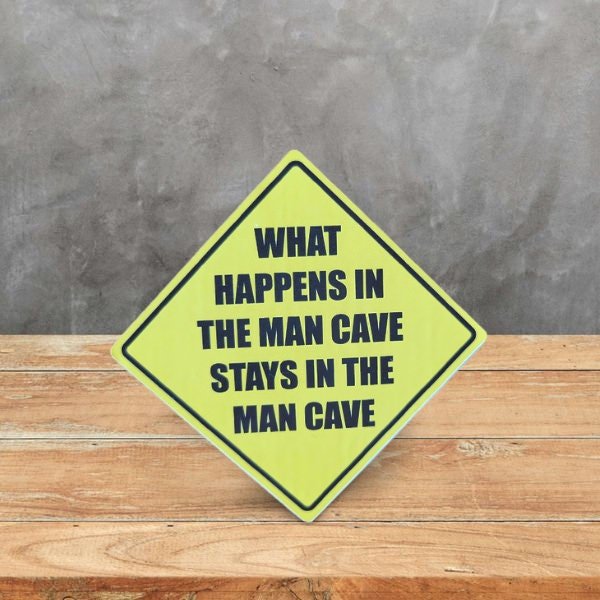 Funny Sticker, What Happens In the Man Cave - Sticker / Decal - Funny Man Cave Sticker - Man Cave Sign - Wood Unlimited#