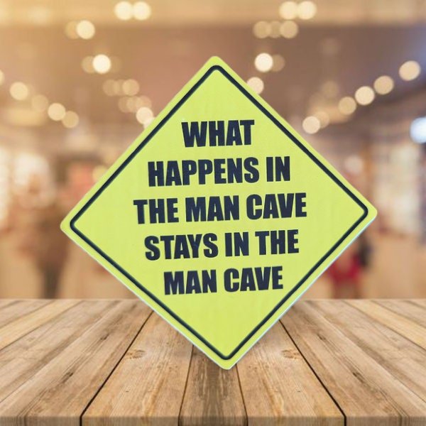 Funny Sticker, What Happens In the Man Cave - Sticker / Decal - Funny Man Cave Sticker - Man Cave Sign - Wood Unlimited#