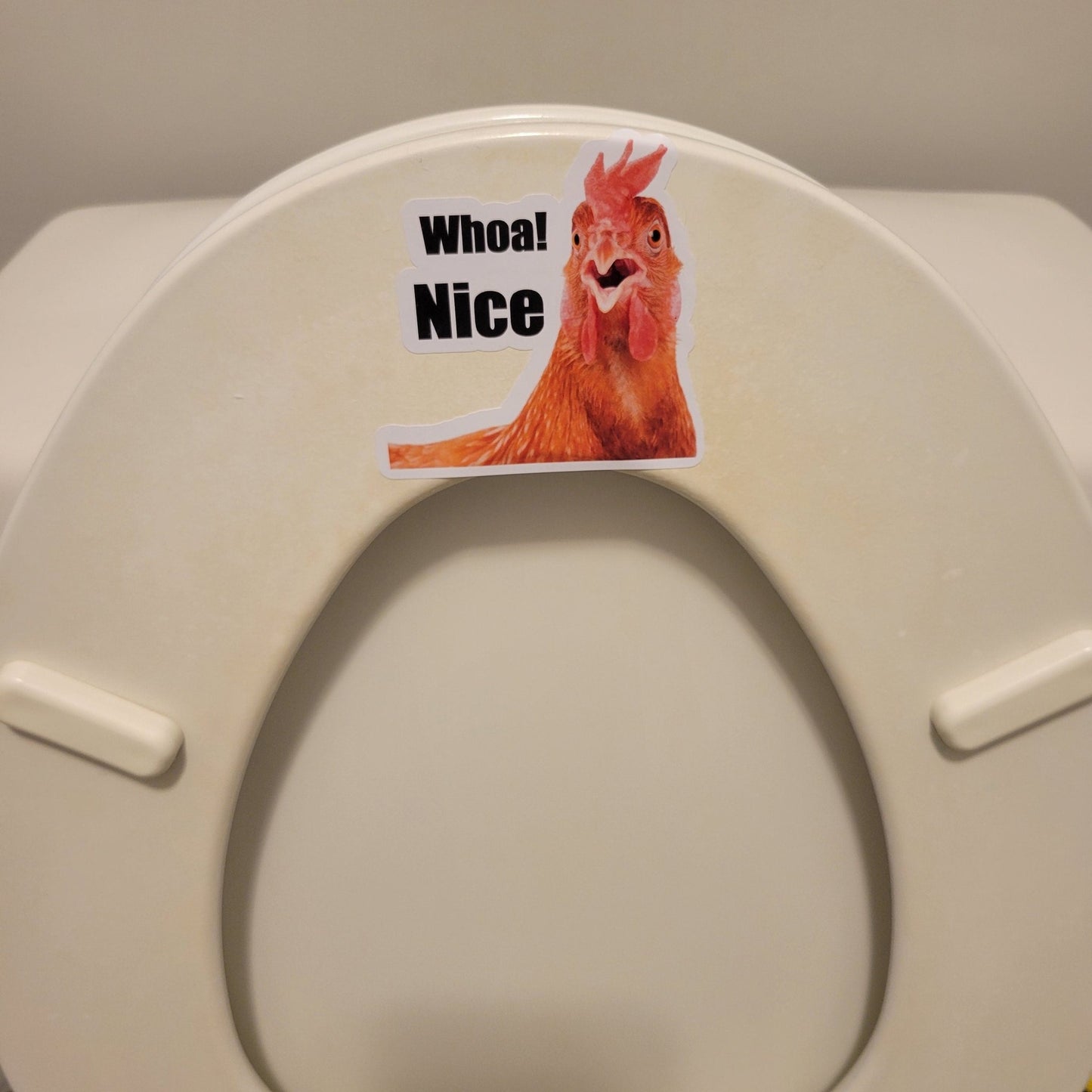 Funny Sticker, Whoa Nice Cock - Rooster - Toilet Seat / Decal - Nice Rooster - Wood Unlimited#