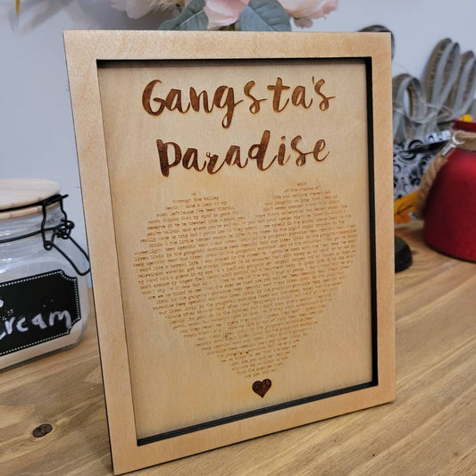 Gangstas Paradise - Framed Art - Desk/Wall Decor With Engraved Song Lyrics - Wood Unlimited#
