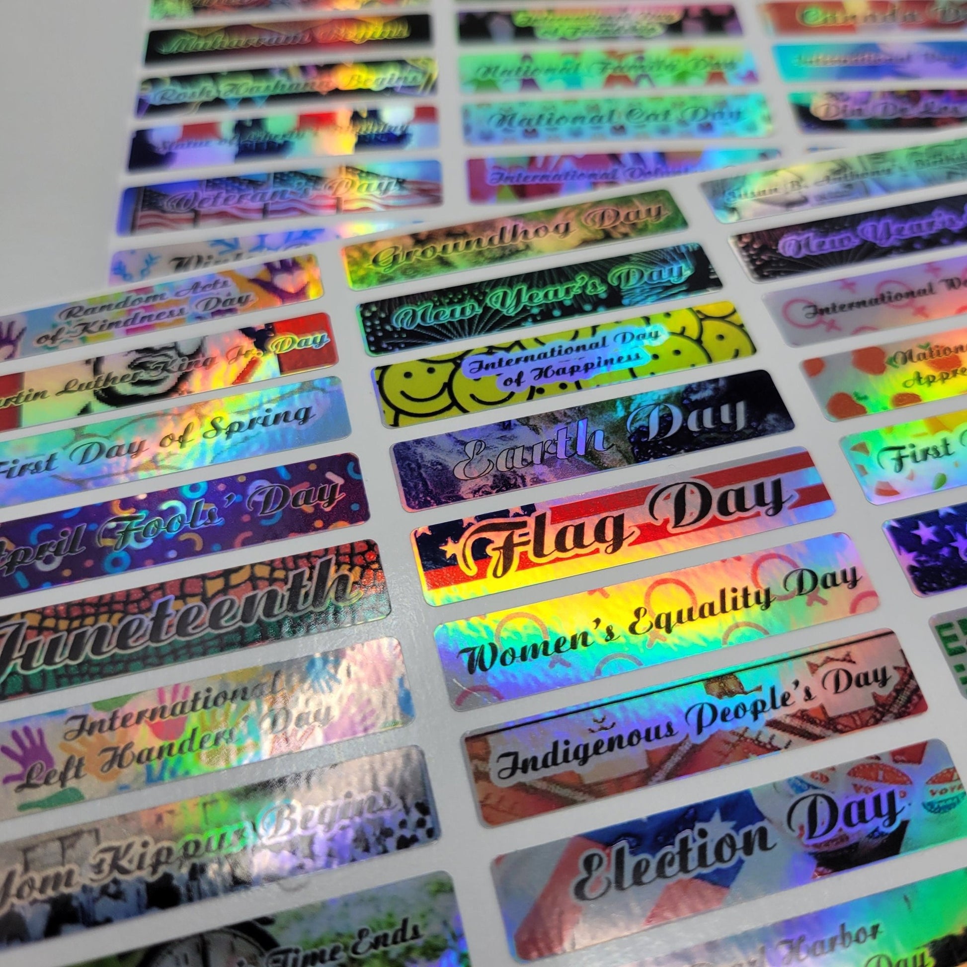 Holographic, Full Color, Planner Stickers, Holographic Sheet Stickers For Planners, Full Color, Waterproof, 80 Major Holidays! - Wood Unlimited#