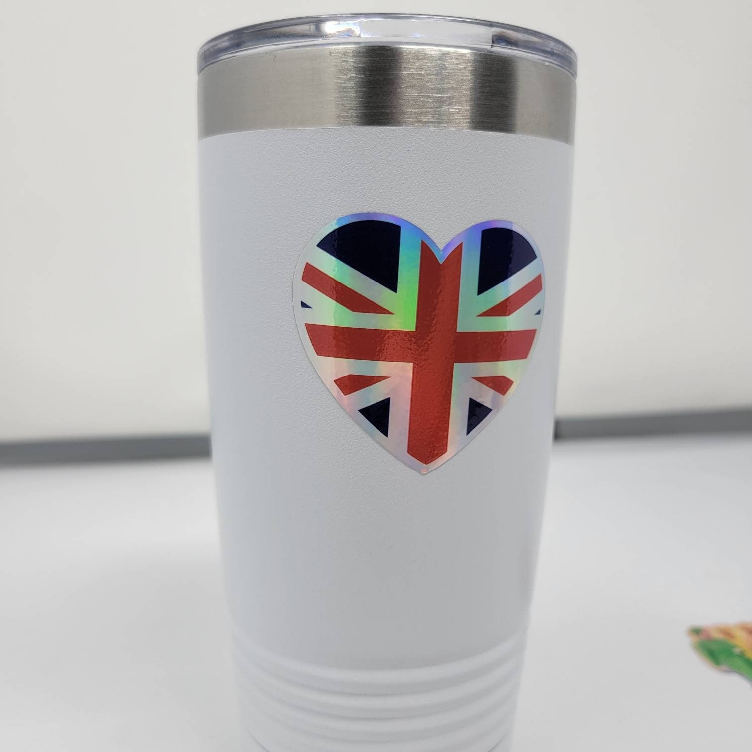 Holographic Sticker - British Heart Flag Sticker - Queen Elizabeth II Sticker / Decal - Queen Elizabeth Sticker - Wood Unlimited#