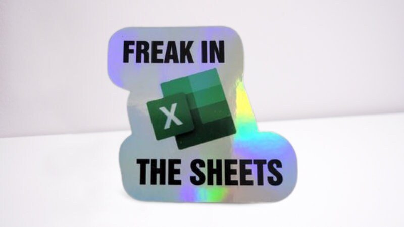 Holographic Sticker - Funny Sticker, Microsoft Excel - Freak in the Sheets Sticker / Decal - Wood Unlimited#