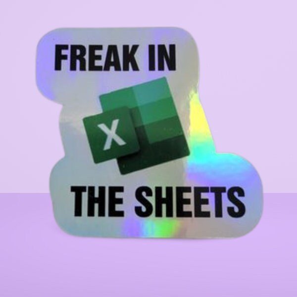 Holographic Sticker - Funny Sticker, Microsoft Excel - Freak in the Sheets Sticker / Decal - Wood Unlimited#