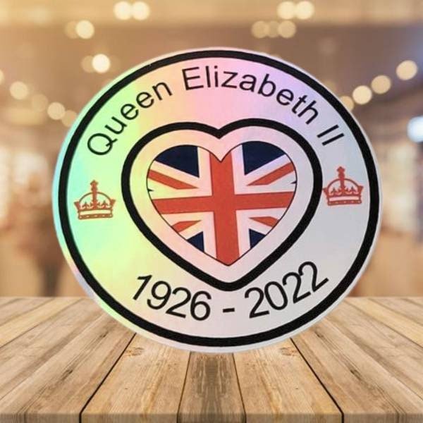 Holographic Sticker - RIP Queen Elizabeth II Sticker / Decal - Queen Elizabeth Sticker - Wood Unlimited#