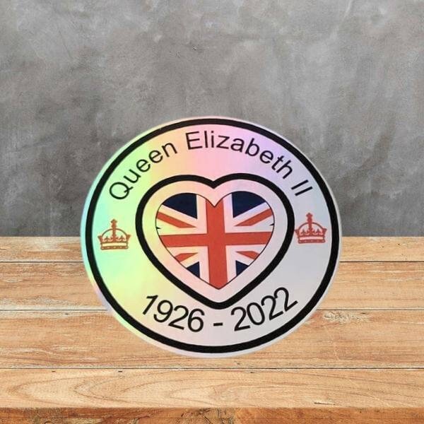 Holographic Sticker - RIP Queen Elizabeth II Sticker / Decal - Queen Elizabeth Sticker - Wood Unlimited#