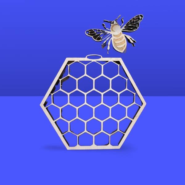 Honeycomb and Bee - Digital File Bundle for Laser Cutters - SVG, AI, Lightburn, PDF - Glowforge Ready - Wood Unlimited#