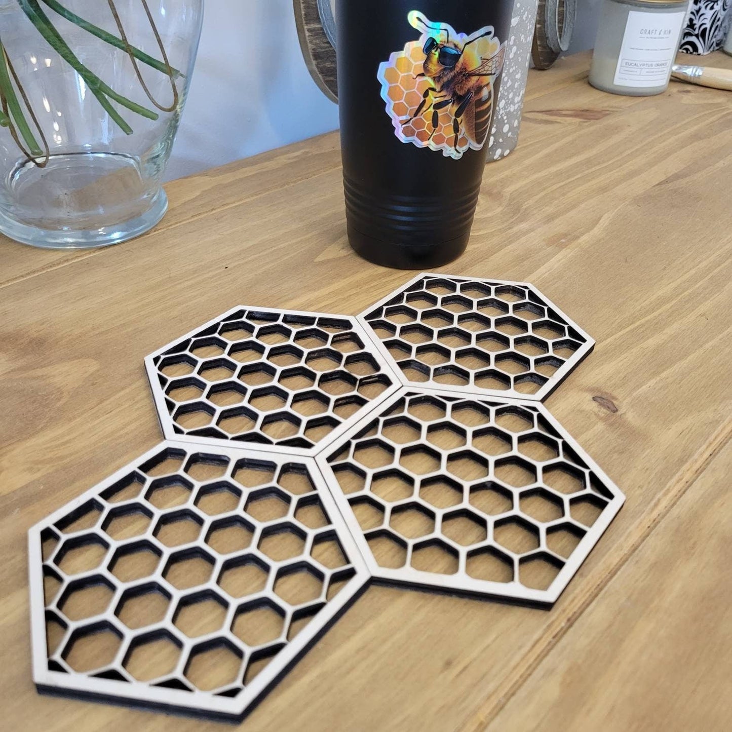 Honeycomb Coasters Digital File Bundle for Laser Cutters, Glowforge Ready, Lightburn Files, SVG, AI, Laser Cut File Bundle - Wood Unlimited#