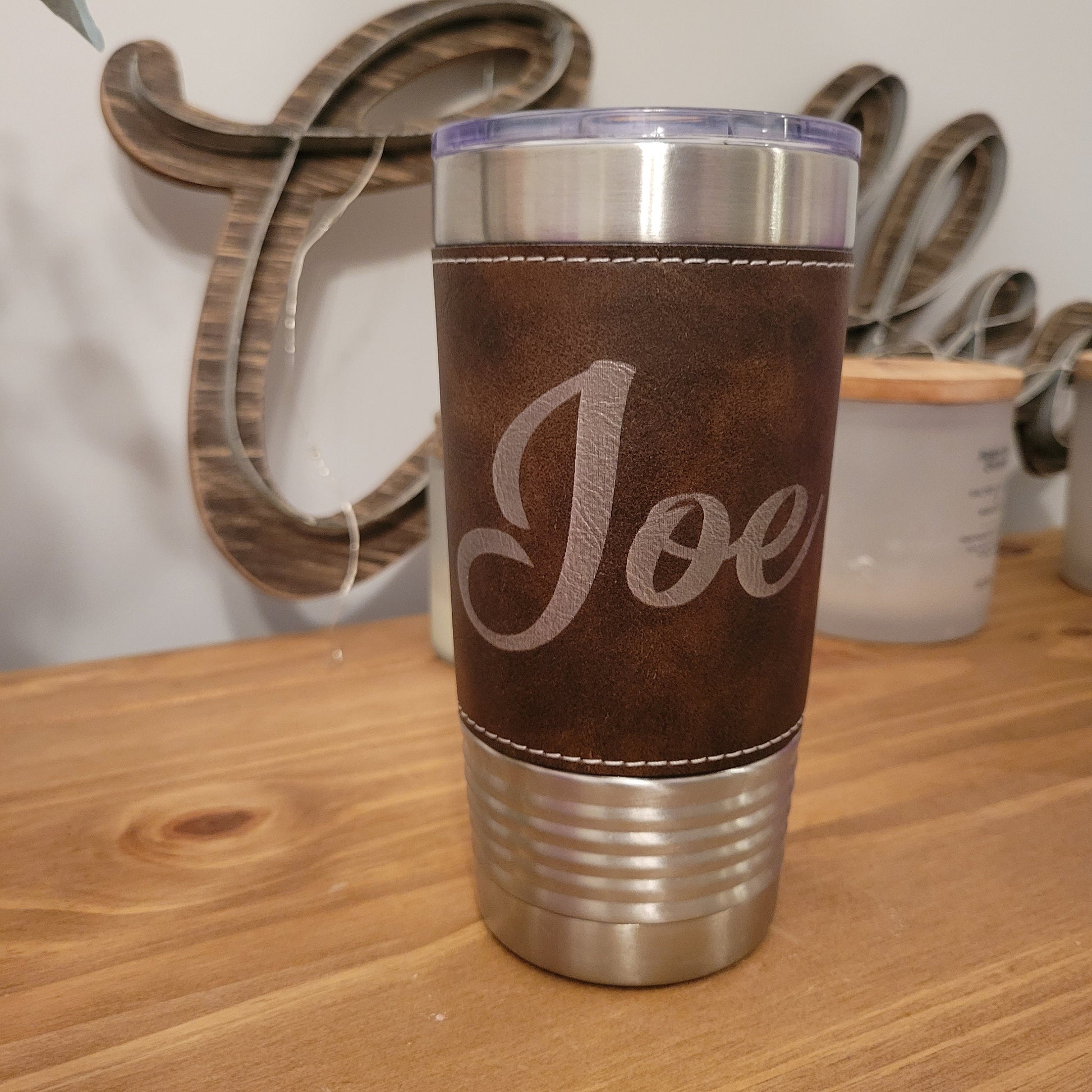 Personalized Leatherette Tumbler - Customized Engraved Insulated Tumbler, Engraved 20oz Insulated Tumbler - Image 6 of 9