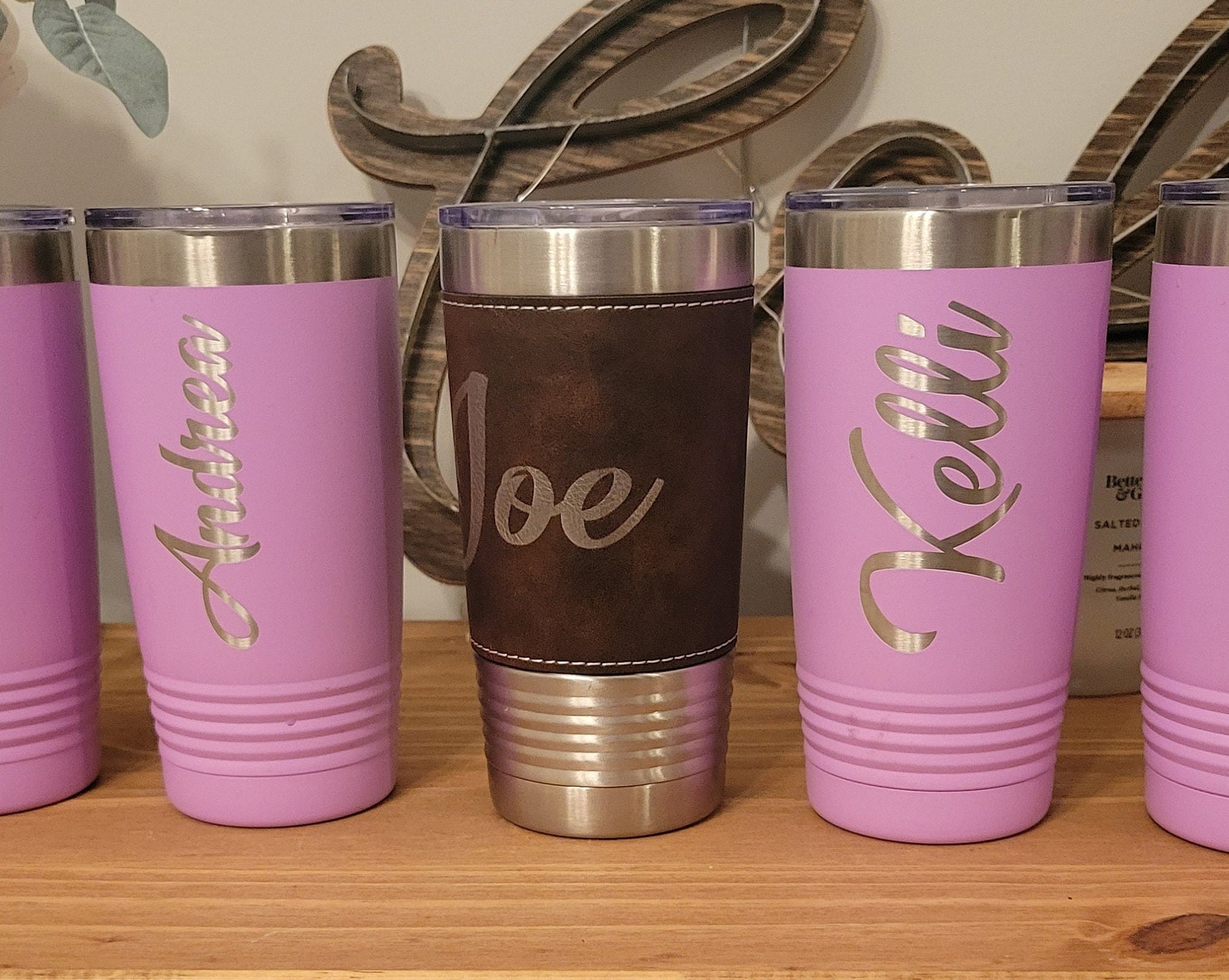Personalized Leatherette Tumbler - Customized Engraved Insulated Tumbler, Engraved 20oz Insulated Tumbler - Main product i...