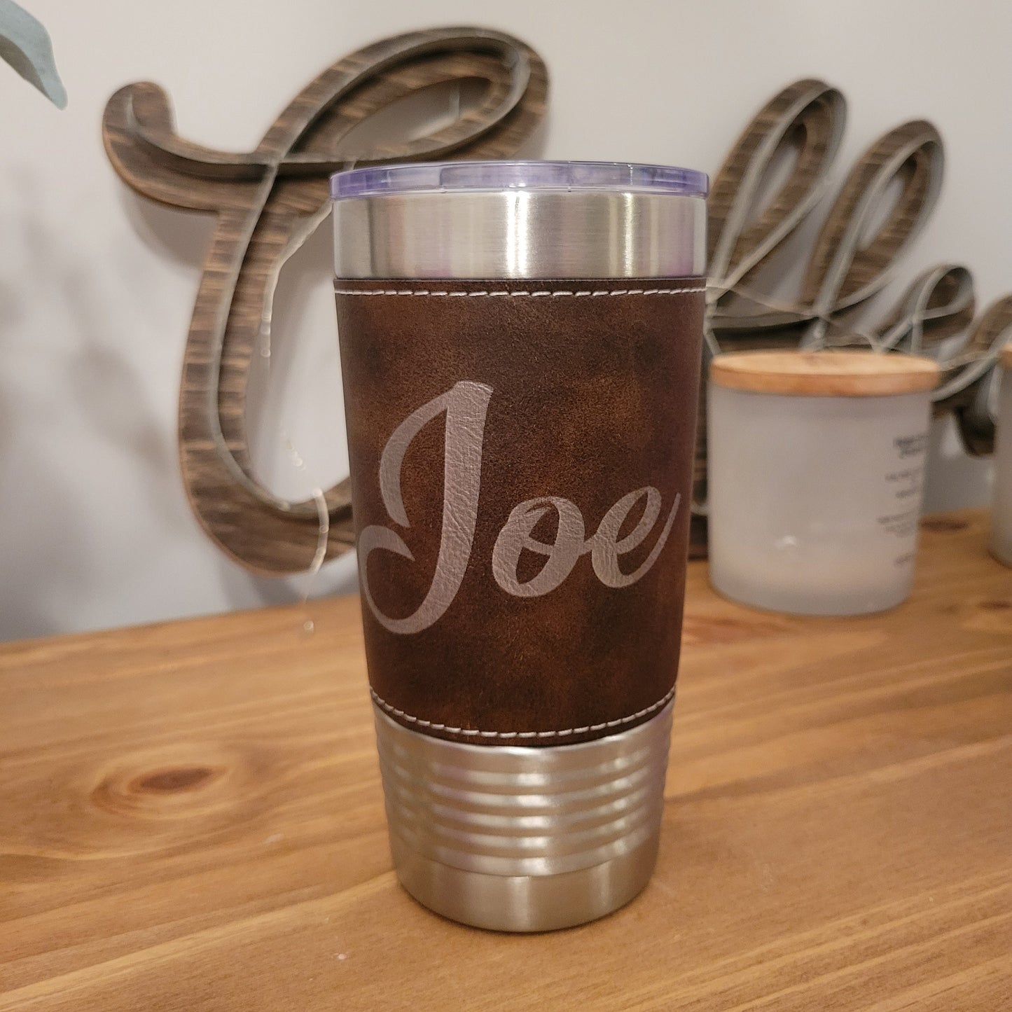 Personalized Leatherette Tumbler - Customized Engraved Insulated Tumbler, Engraved 20oz Insulated Tumbler - Image 4 of 9