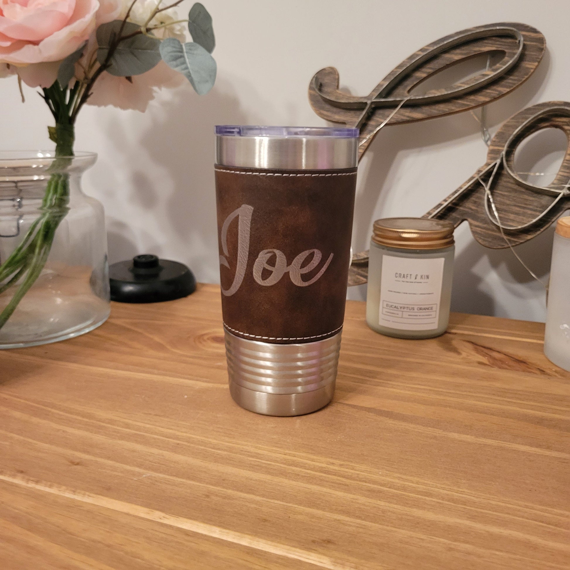 Personalized Leatherette Tumbler - Customized Engraved Insulated Tumbler, Engraved 20oz Insulated Tumbler - Image 8 of 9