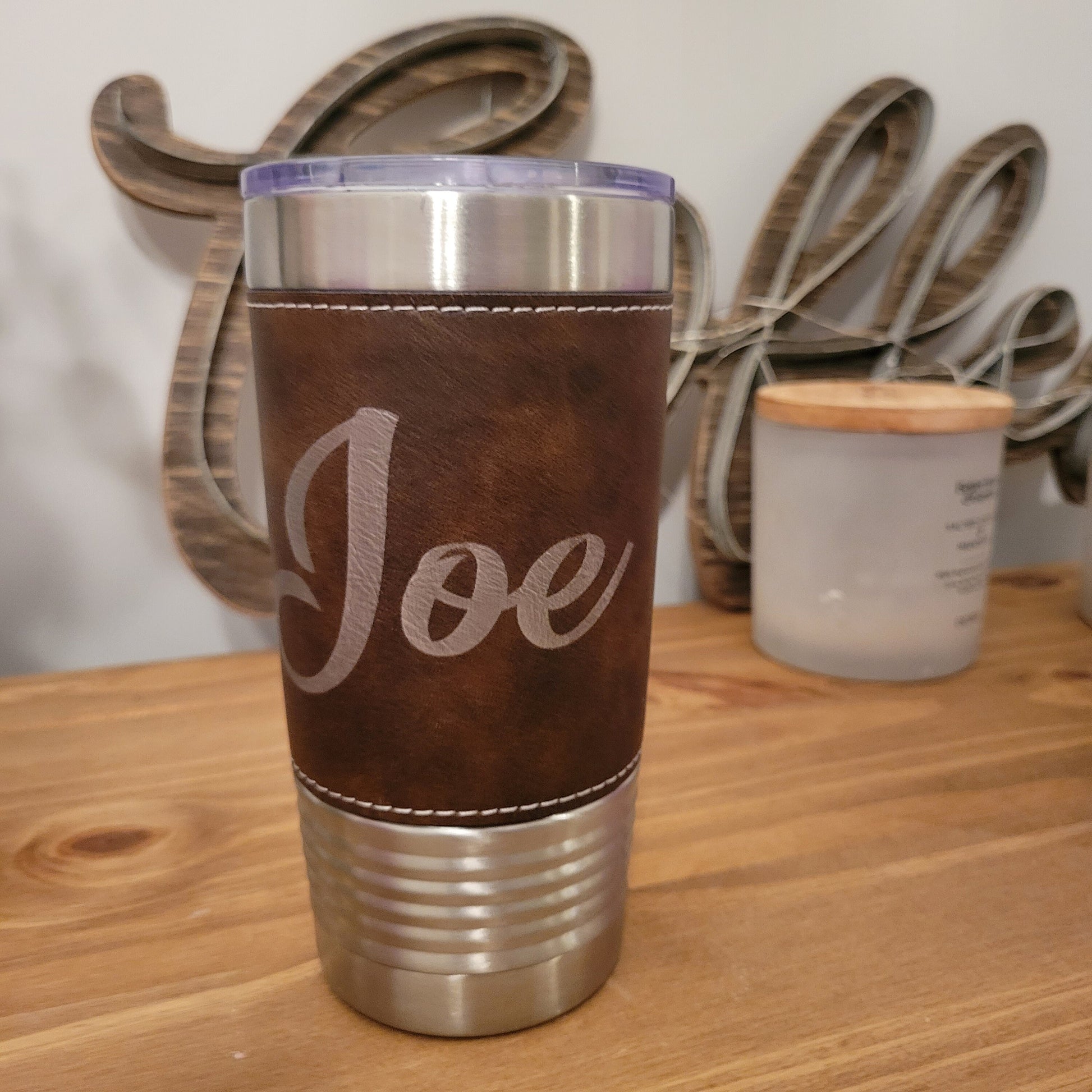Personalized Leatherette Tumbler - Customized Engraved Insulated Tumbler, Engraved 20oz Insulated Tumbler - Image 2 of 9