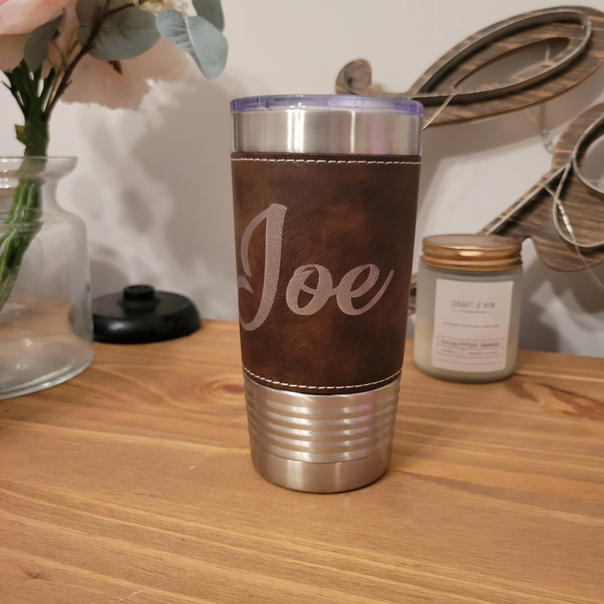 Personalized Leatherette Tumbler - Customized Engraved Insulated Tumbler, Engraved 20oz Insulated Tumbler - Image 7 of 9