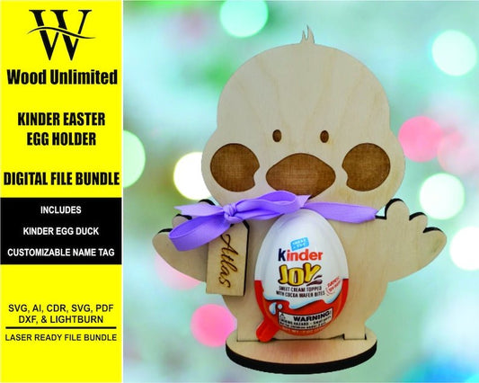 Kinder Easter Egg Holder - Easter Duckie - Digital File Bundle for Laser Cutters, Glowforge Ready, Lightburn Files, SVG, AI, Laser Cut File Bundle - Wood Unlimited#