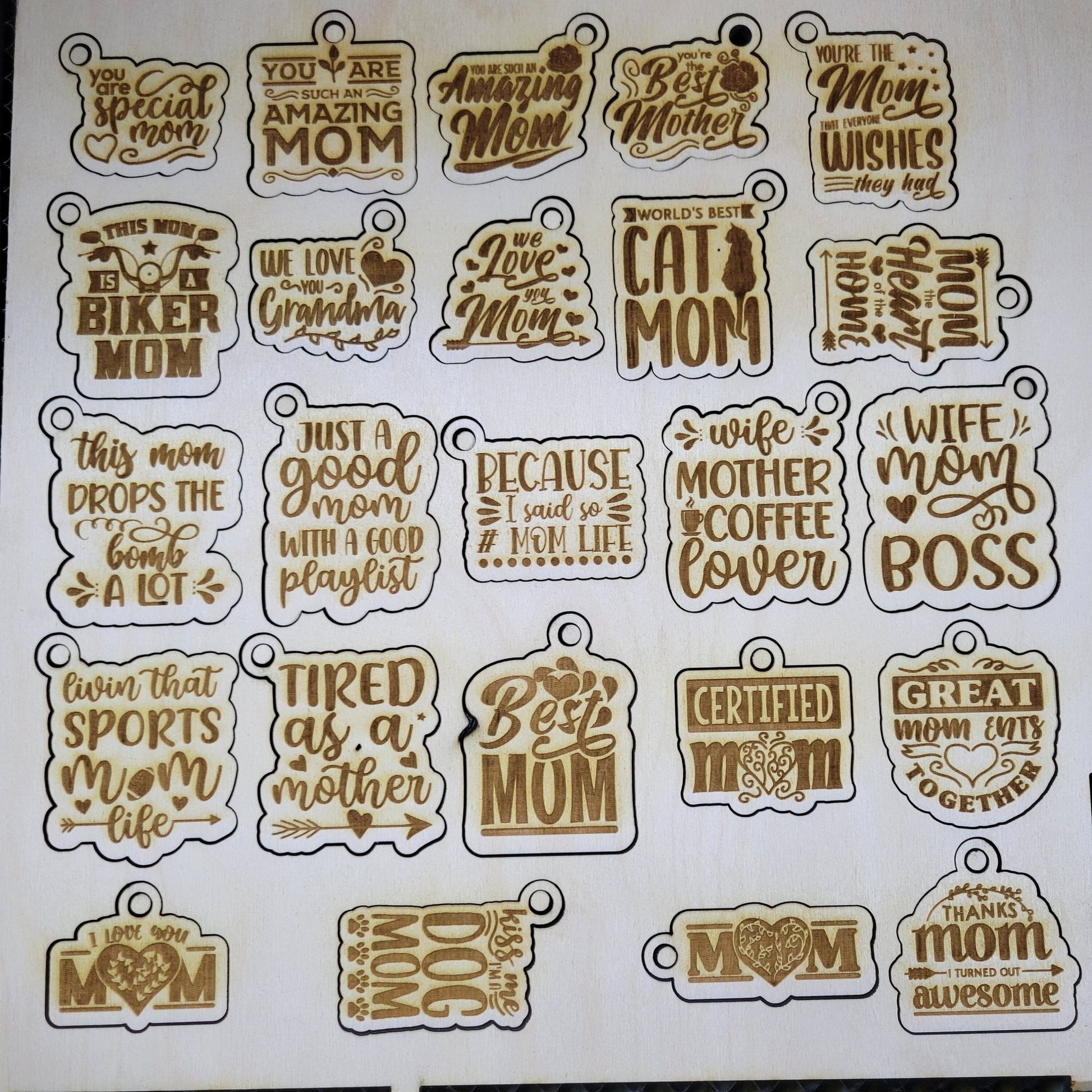 Laser Cut Keychain Bundle - Mother's Day Bundle - Lightburn - Omtech - CO2 Lasers File - Glowforge file | Instant Download - Wood Unlimited#