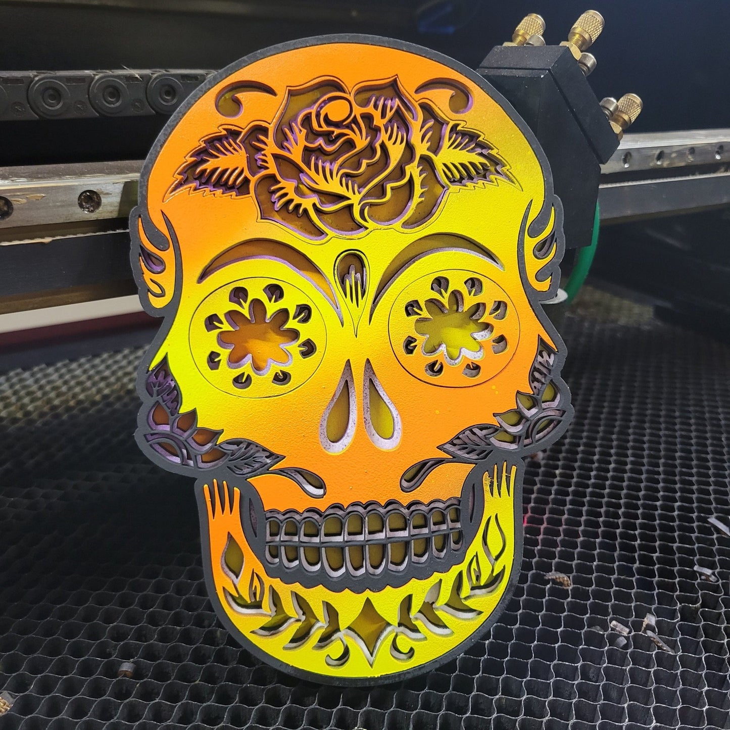 Laser Cut Sugar Skull, Multi-Layer Digital File Bundle for Laser Cutters, Glowforge Ready, Lightburn File, SVG, AI, Laser Cut Halloween - Wood Unlimited#