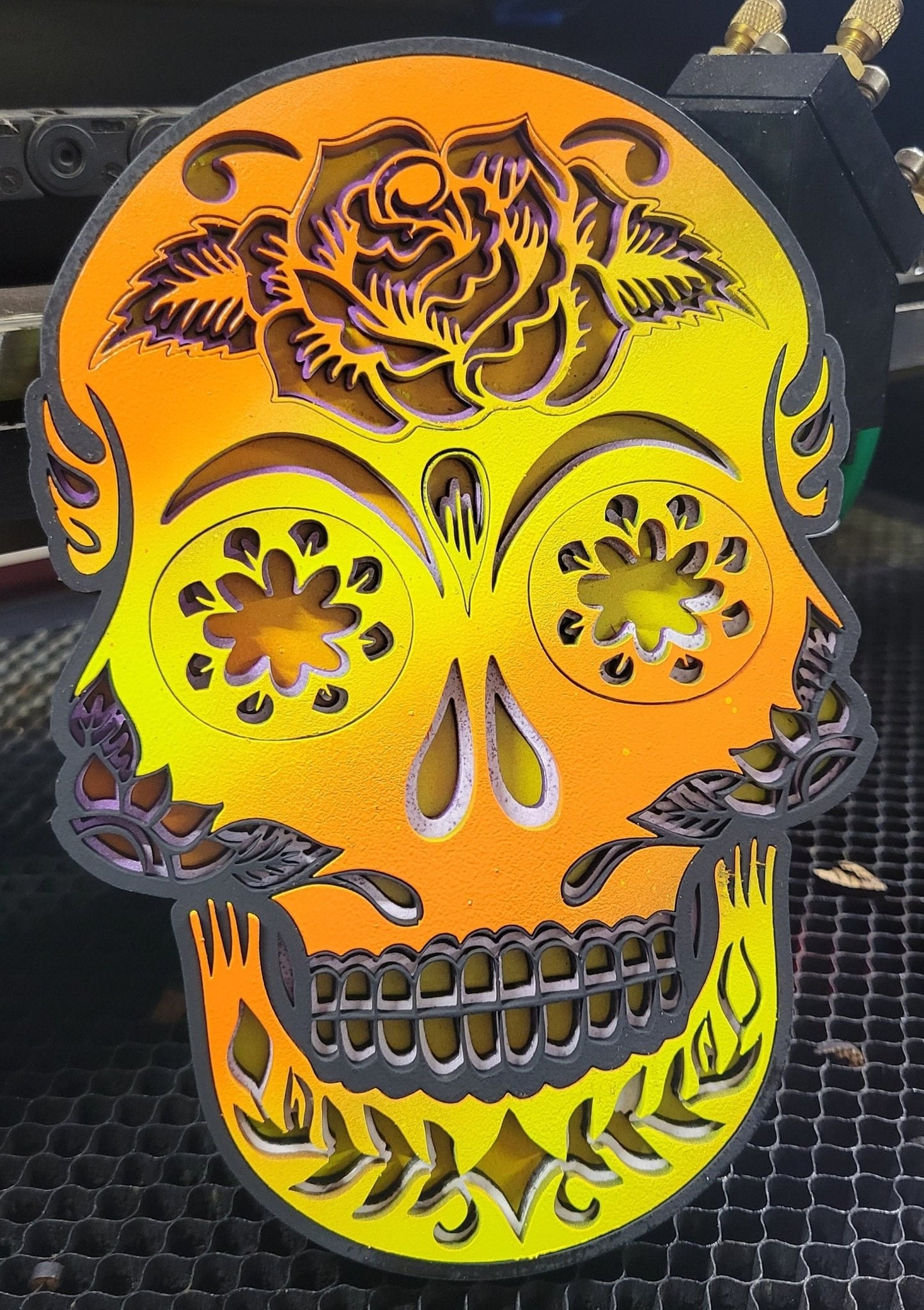 Laser Cut Sugar Skull, Multi-Layer Digital File Bundle for Laser Cutters, Glowforge Ready, Lightburn File, SVG, AI, Laser Cut Halloween - Wood Unlimited#