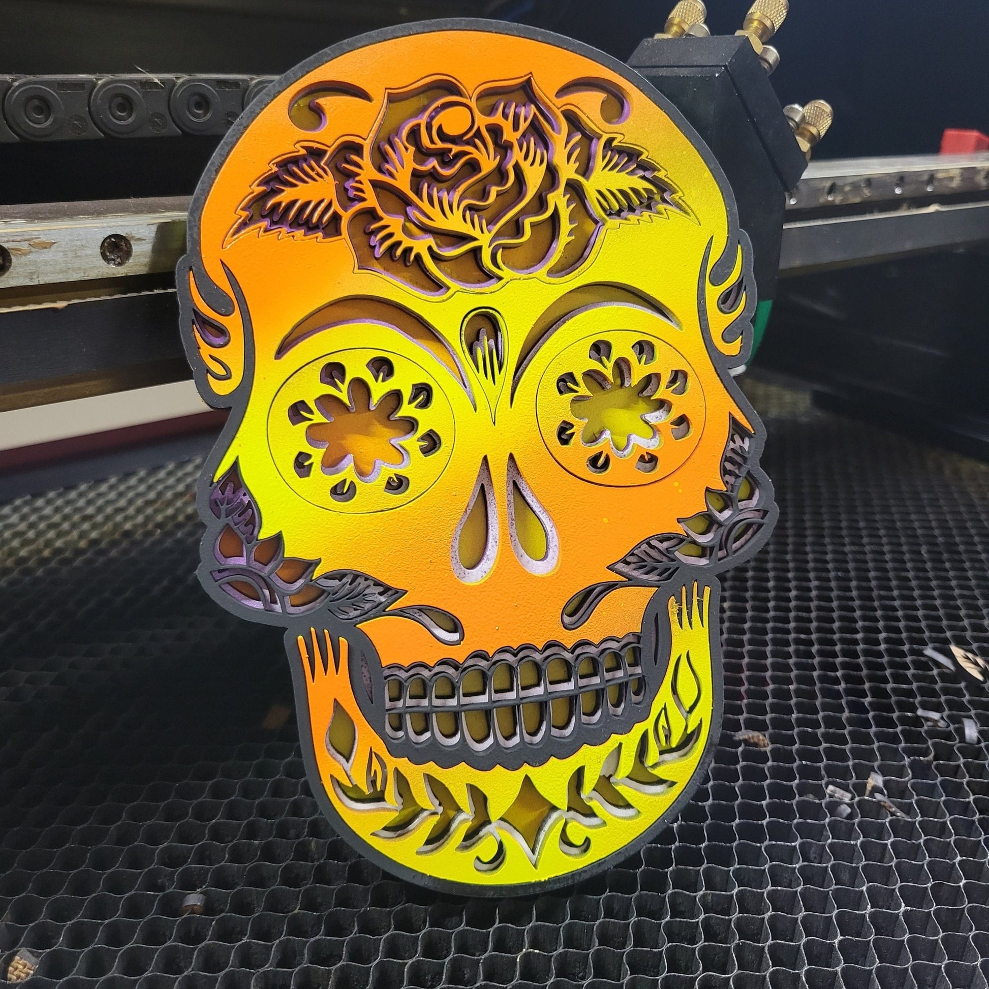 Laser Cut Sugar Skull, Multi-Layer Digital File Bundle for Laser Cutters, Glowforge Ready, Lightburn File, SVG, AI, Laser Cut Halloween - Wood Unlimited#