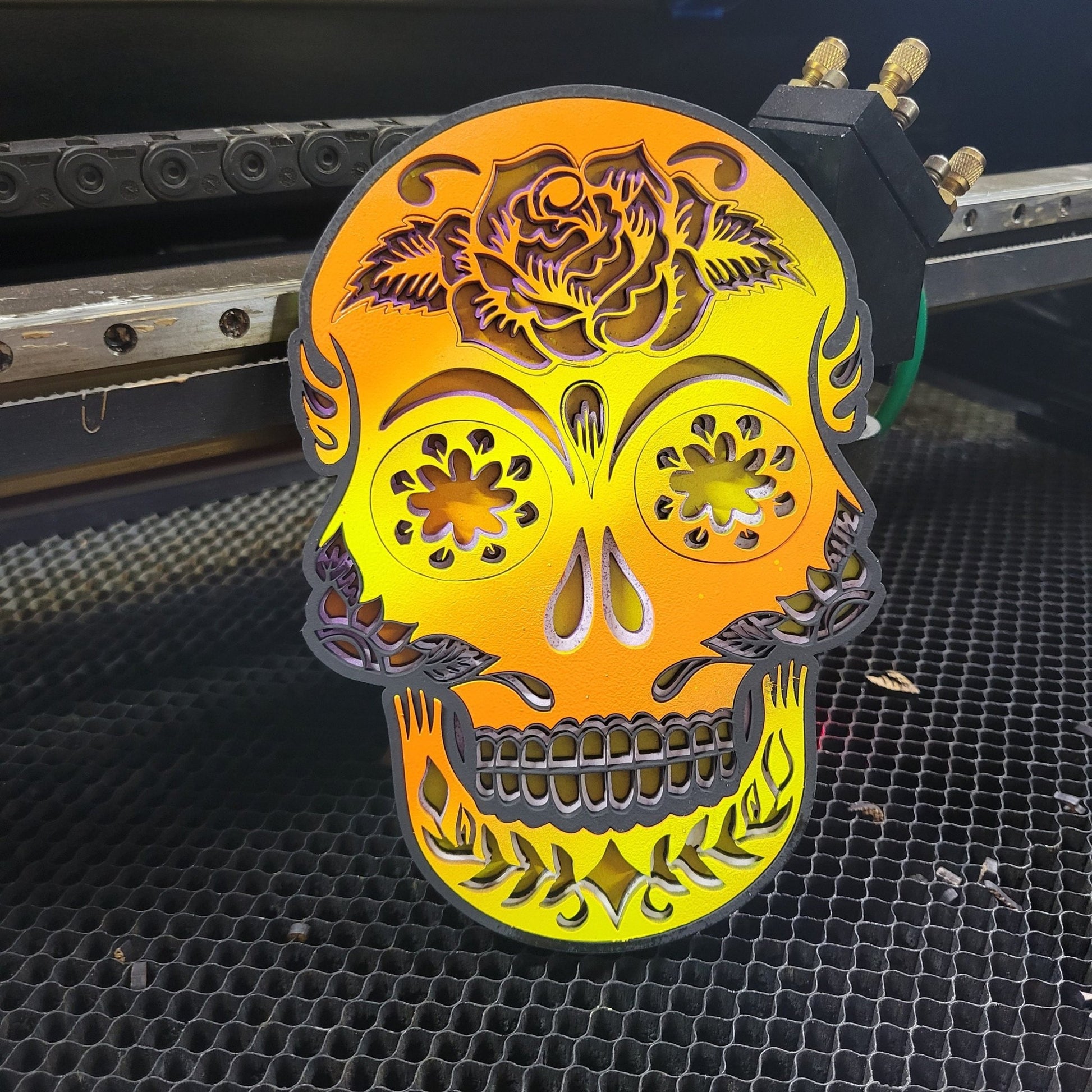 Laser Cut Sugar Skull, Multi-Layer Digital File Bundle for Laser Cutters, Glowforge Ready, Lightburn File, SVG, AI, Laser Cut Halloween - Wood Unlimited#