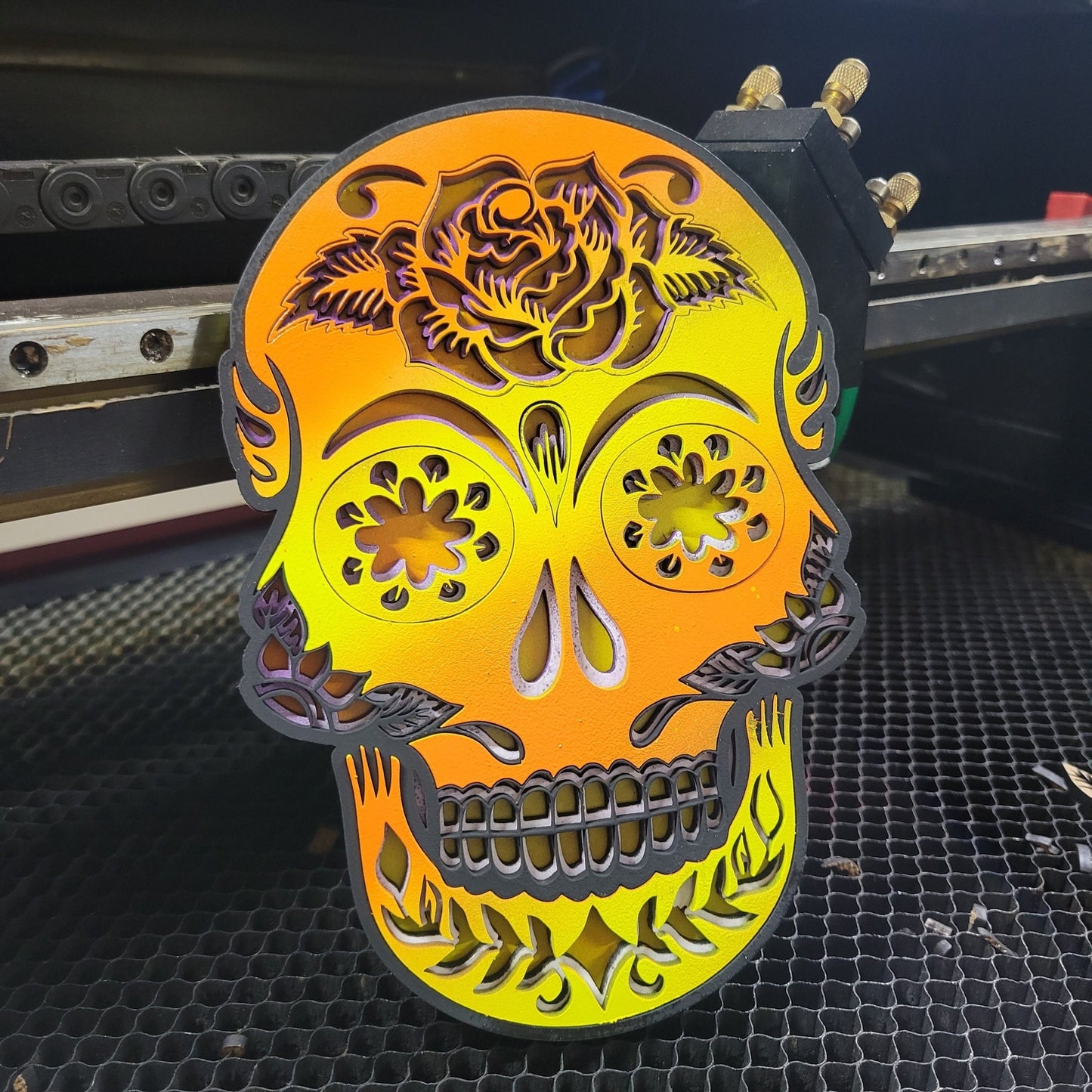 Laser Cut Sugar Skull, Multi-Layer Digital File Bundle for Laser Cutters, Glowforge Ready, Lightburn File, SVG, AI, Laser Cut Halloween - Wood Unlimited#