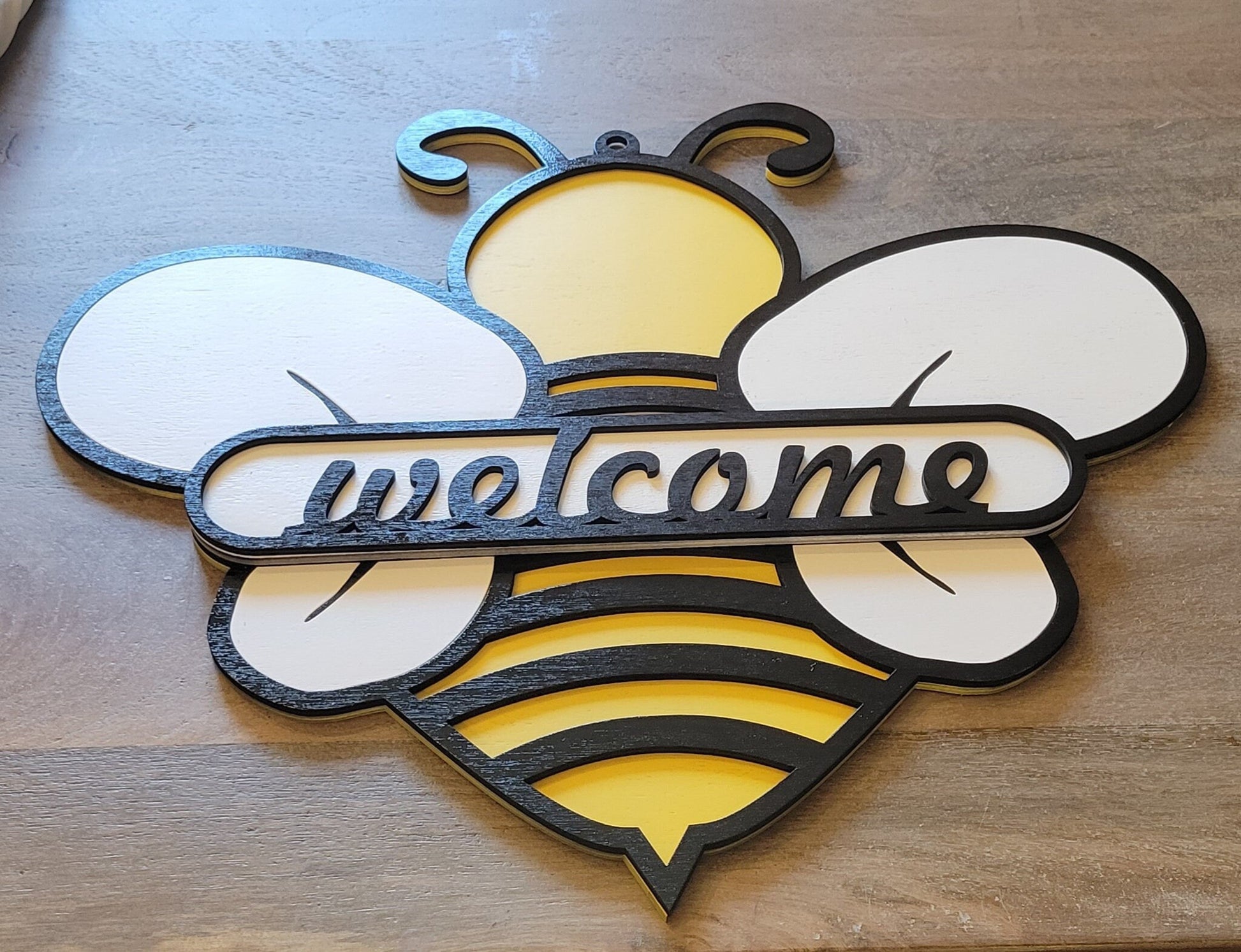 Laser Ready Bee Welcome Sign - CO2 Laser File Bundle - Glowforge Files - Lightburn Files- Omtech, SVG Files, Includes Split Design - Wood Unlimited#