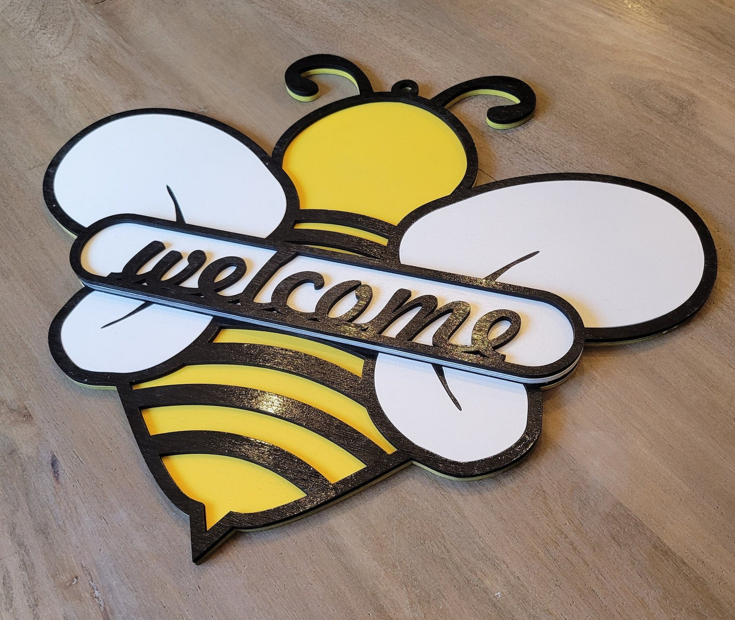 Laser Ready Bee Welcome Sign - CO2 Laser File Bundle - Glowforge Files - Lightburn Files- Omtech, SVG Files, Includes Split Design - Wood Unlimited#