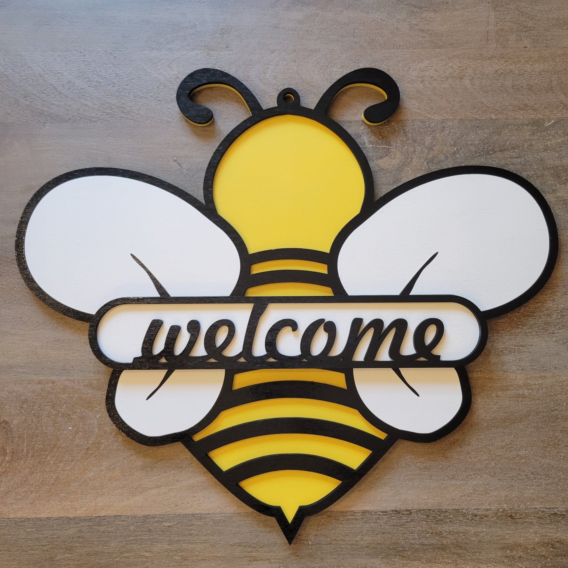 Laser Ready Bee Welcome Sign - CO2 Laser File Bundle - Glowforge Files - Lightburn Files- Omtech, SVG Files, Includes Split Design - Wood Unlimited#