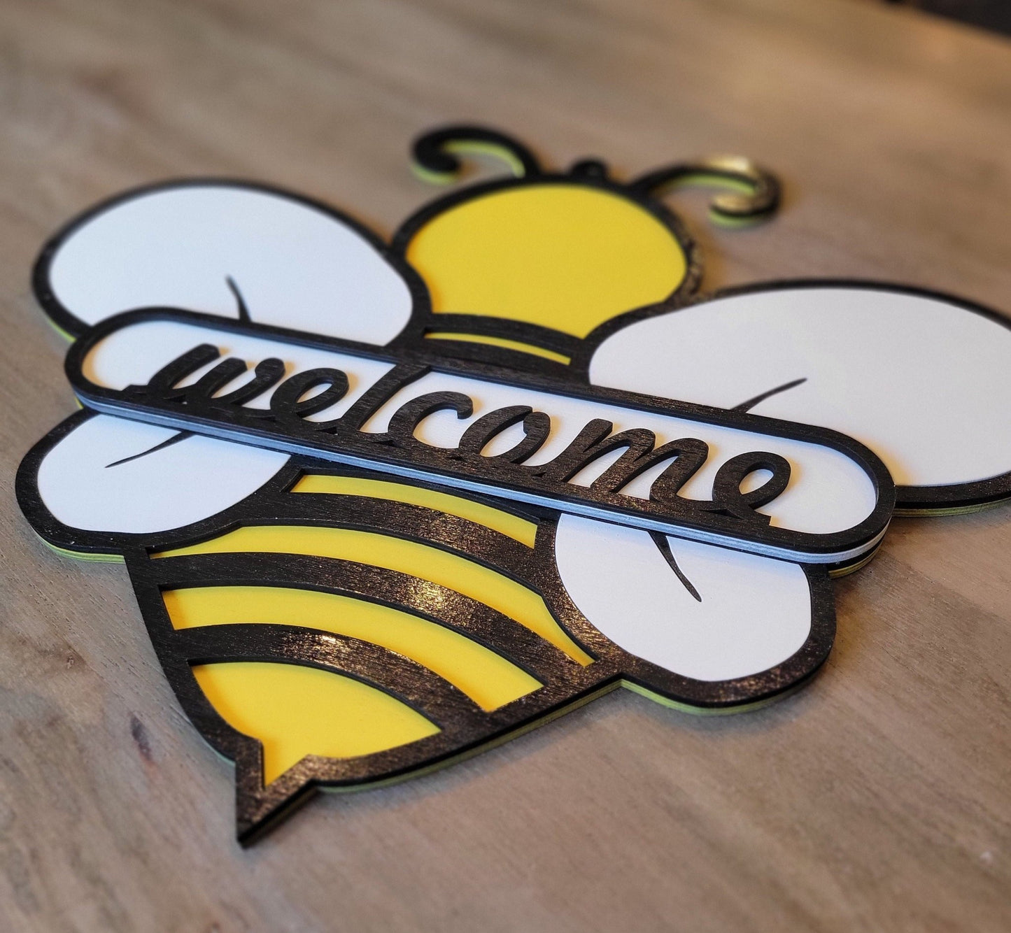 Laser Ready Bee Welcome Sign - CO2 Laser File Bundle - Glowforge Files - Lightburn Files- Omtech, SVG Files, Includes Split Design - Wood Unlimited#