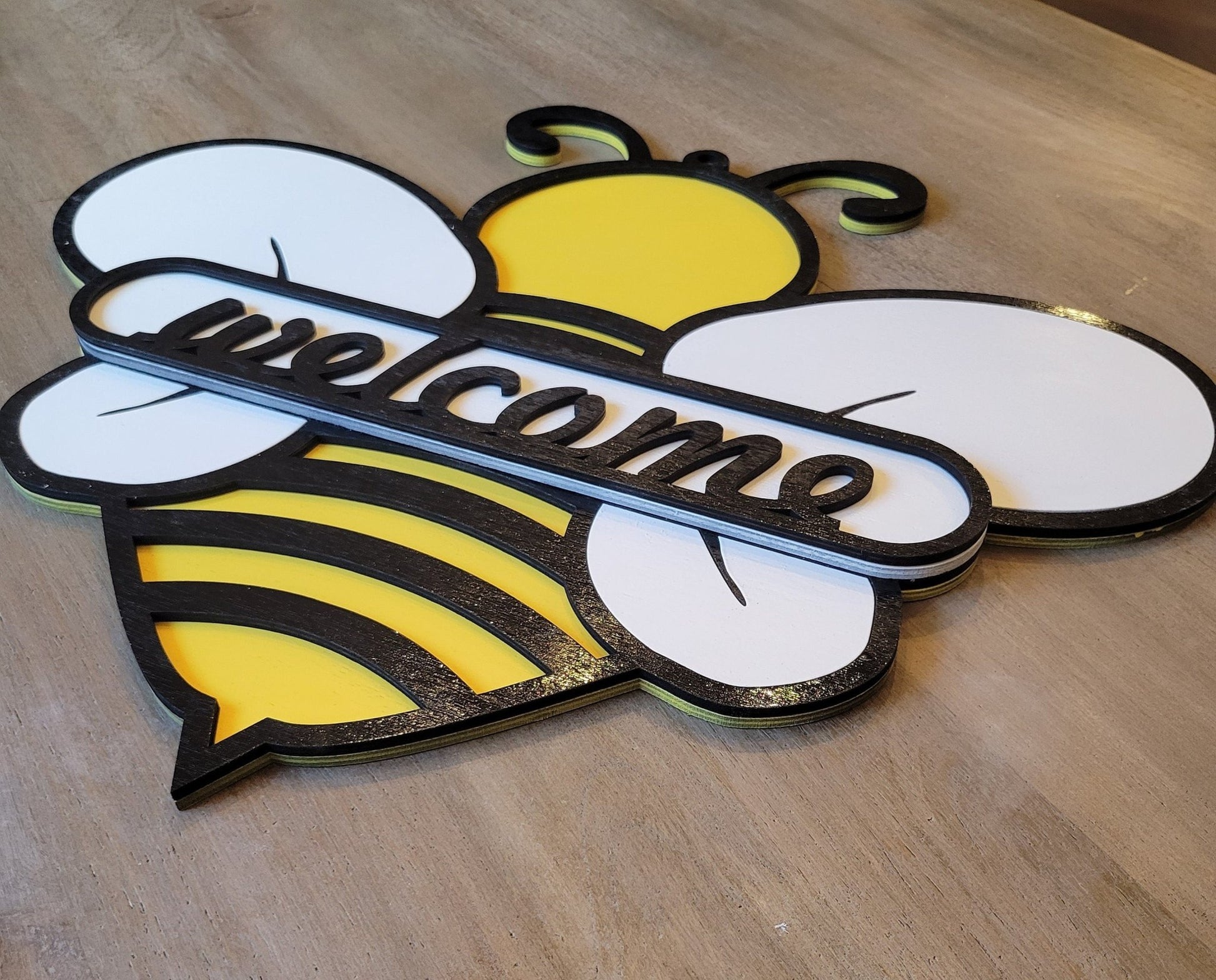 Laser Ready Bee Welcome Sign - CO2 Laser File Bundle - Glowforge Files - Lightburn Files- Omtech, SVG Files, Includes Split Design - Wood Unlimited#