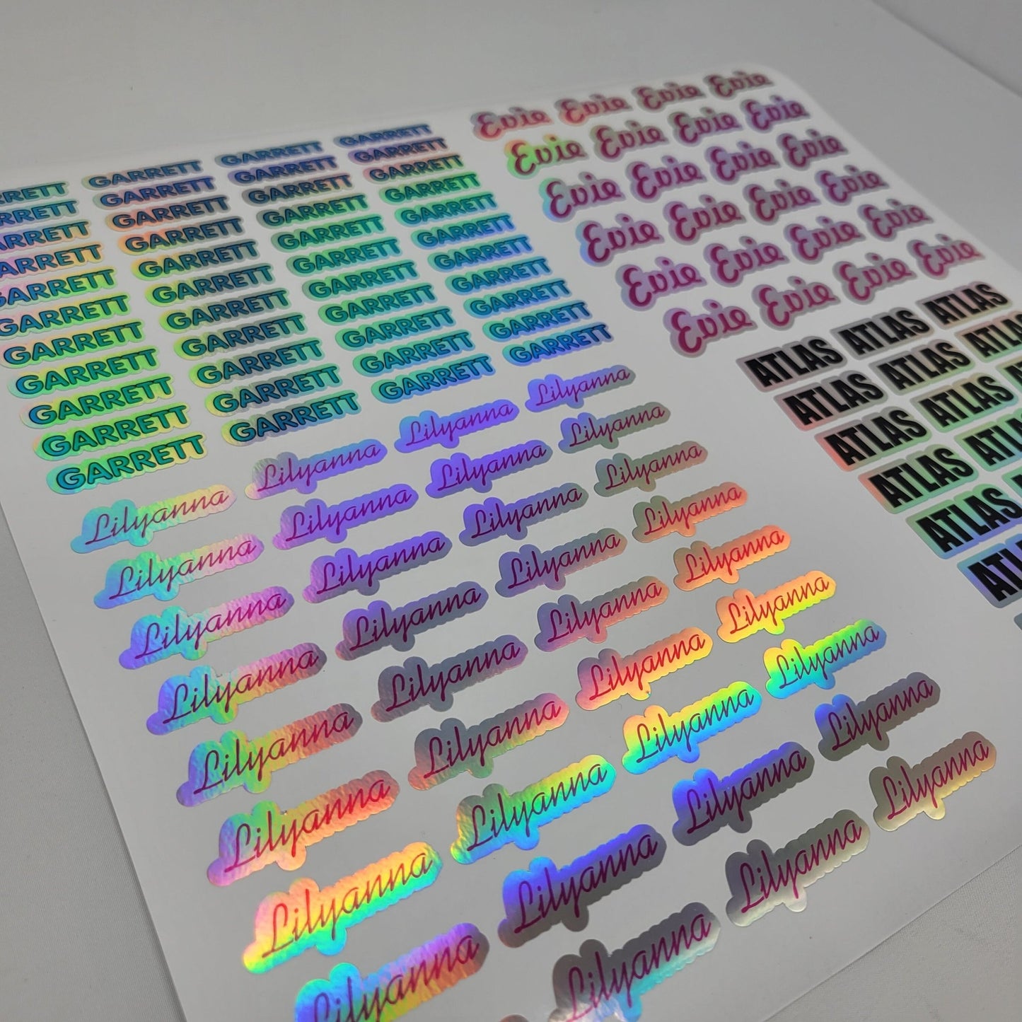 LONG NAME LABELS, Holographic Name Stickers, Daycare Labels, School stickers, Full Color Labels, Waterproof Name Labels, Personalized Labels - Wood Unlimited#