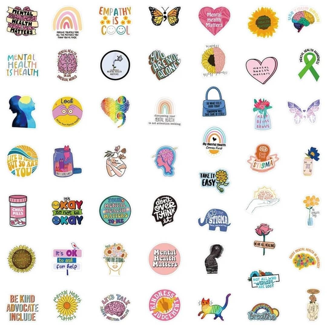 Mental Health Graffiti Stickers - Sticker Bundle for Water Bottles, Laptops, Notebook Stickers - Sticker Grab Bag - Wood Unlimited#