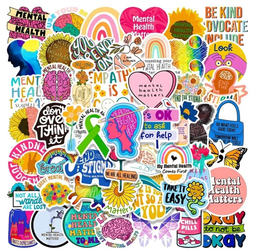 Mental Health Graffiti Stickers - Sticker Bundle for Water Bottles, Laptops, Notebook Stickers - Sticker Grab Bag - Wood Unlimited#