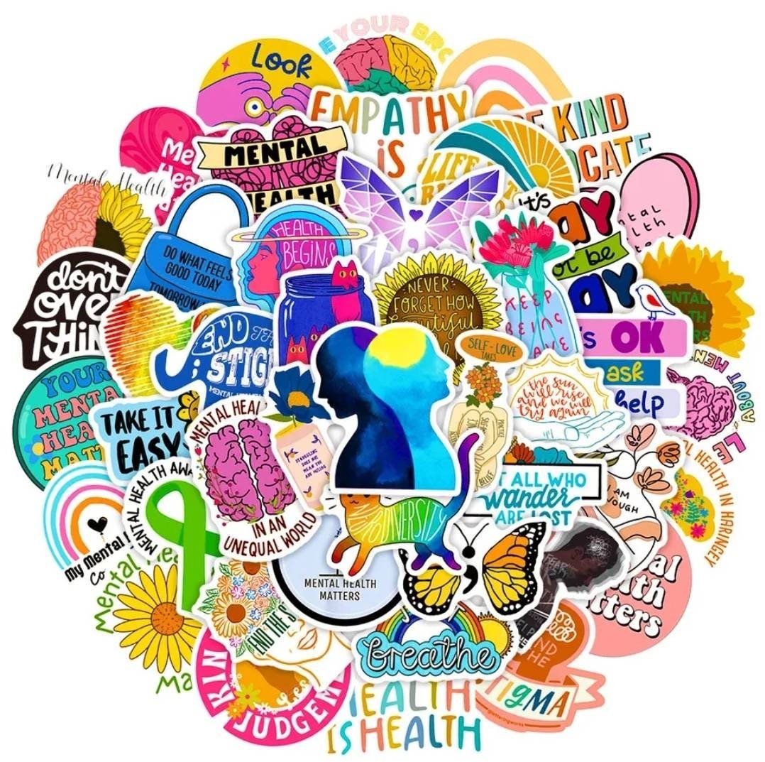 Mental Health Graffiti Stickers - Sticker Bundle for Water Bottles, Laptops, Notebook Stickers - Sticker Grab Bag - Wood Unlimited#