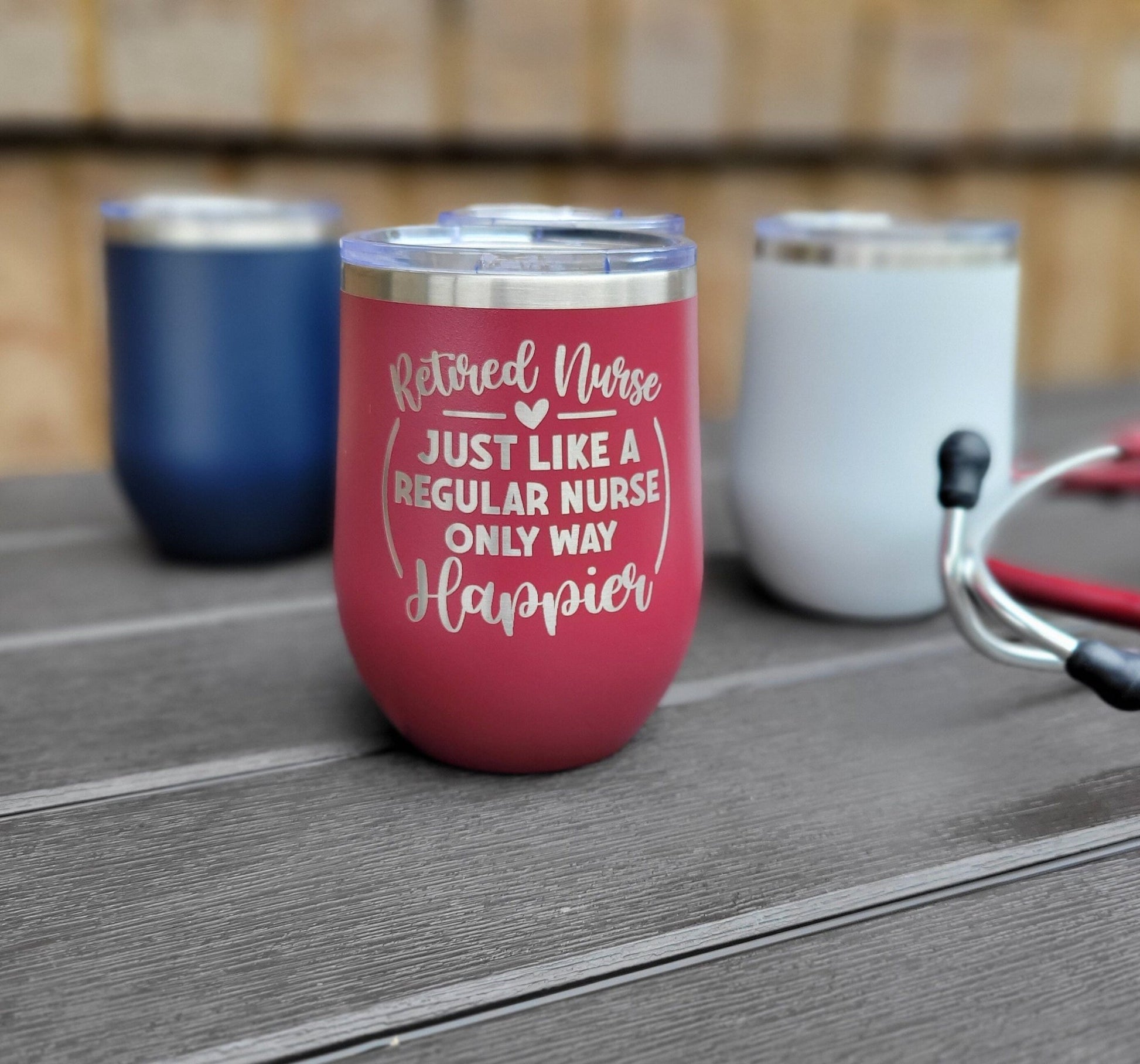 Nurse Retirement Wine Tumbler, Retirement Gift Tumbler for Nurse - 8 Designs to Choose From - Wood Unlimited#