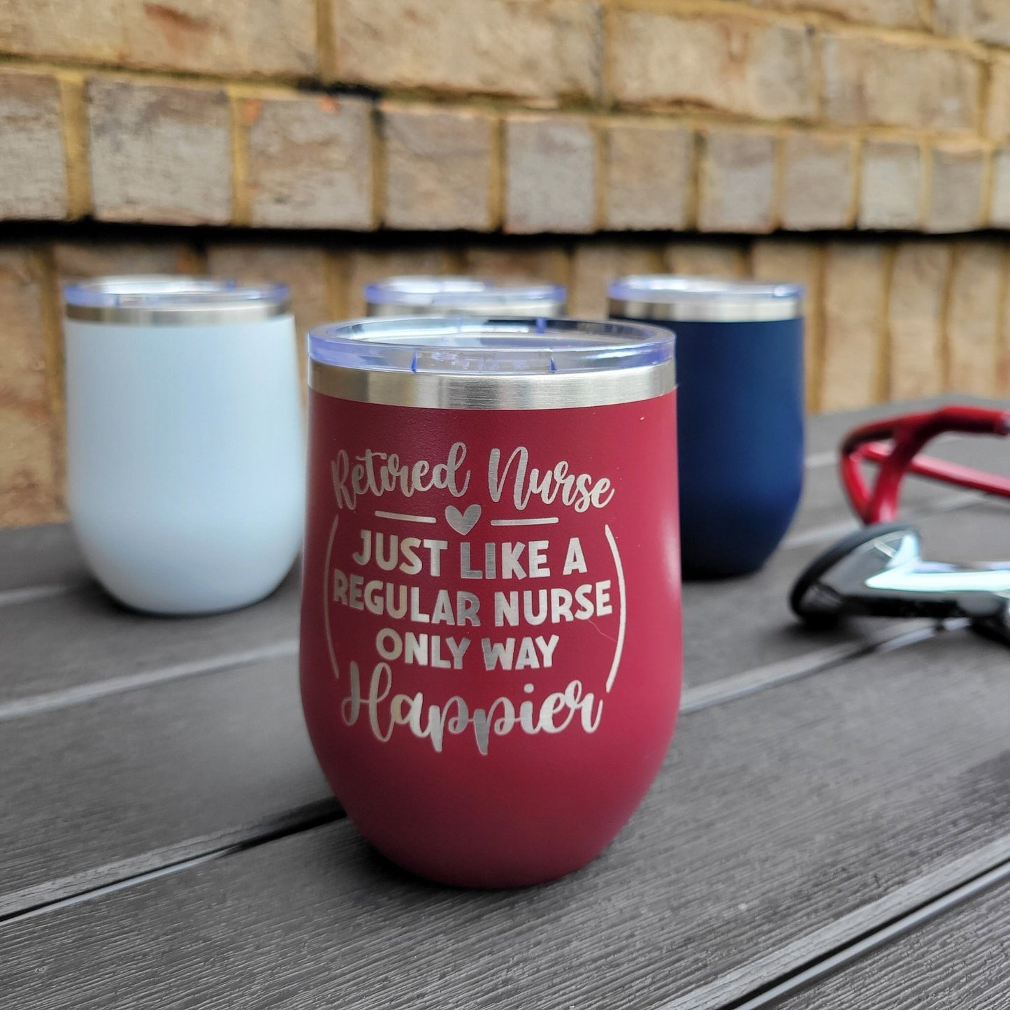 Nurse Retirement Wine Tumbler, Retirement Gift Tumbler for Nurse - 8 Designs to Choose From - Wood Unlimited#