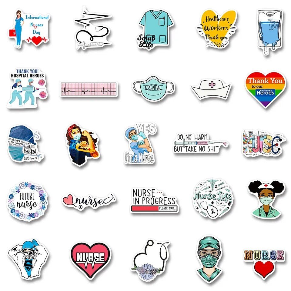 Nurse Stickers - Sticker Bundle for Water Bottles, Laptops, Notebook Stickers, Kayaks - Sticker Grab Bag - Wood Unlimited#